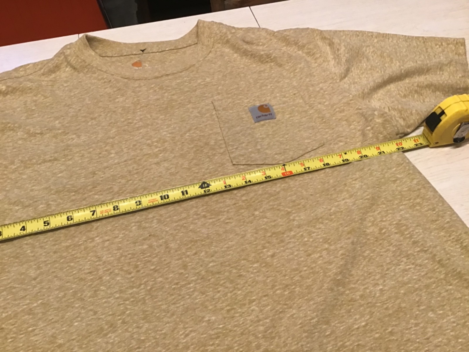 Carhartt Men’s T-Shirt LARGE Original Fit Heather Gold Pocket Tee Workwear Shirt