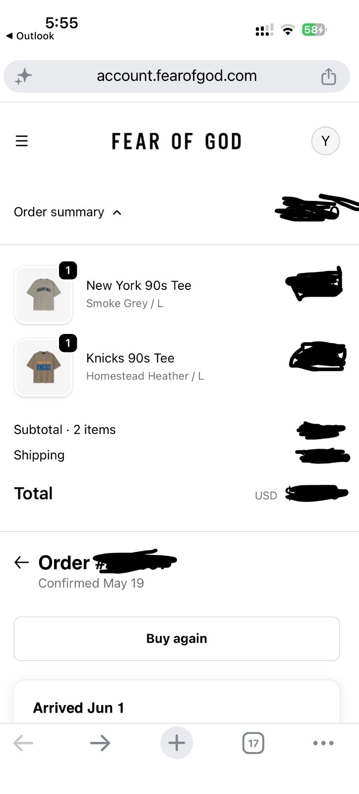 Fear of God Essentials New York Knicks NBA Gray T-Shirt Size L