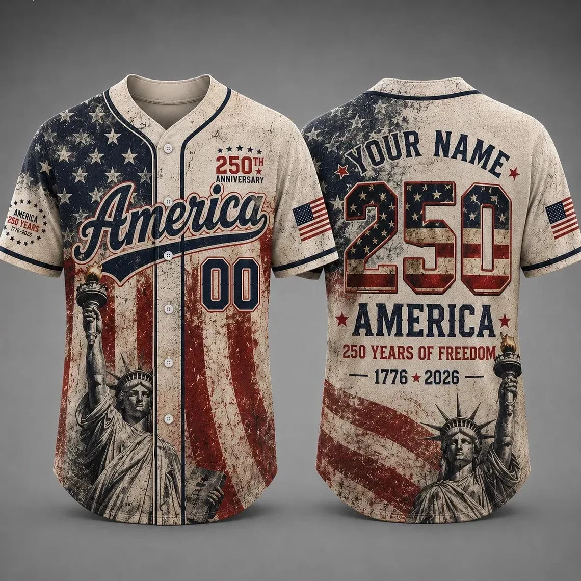 America 250th Anniversary Baseball Jersey, Custom Name Jersey, 4th of July Gift