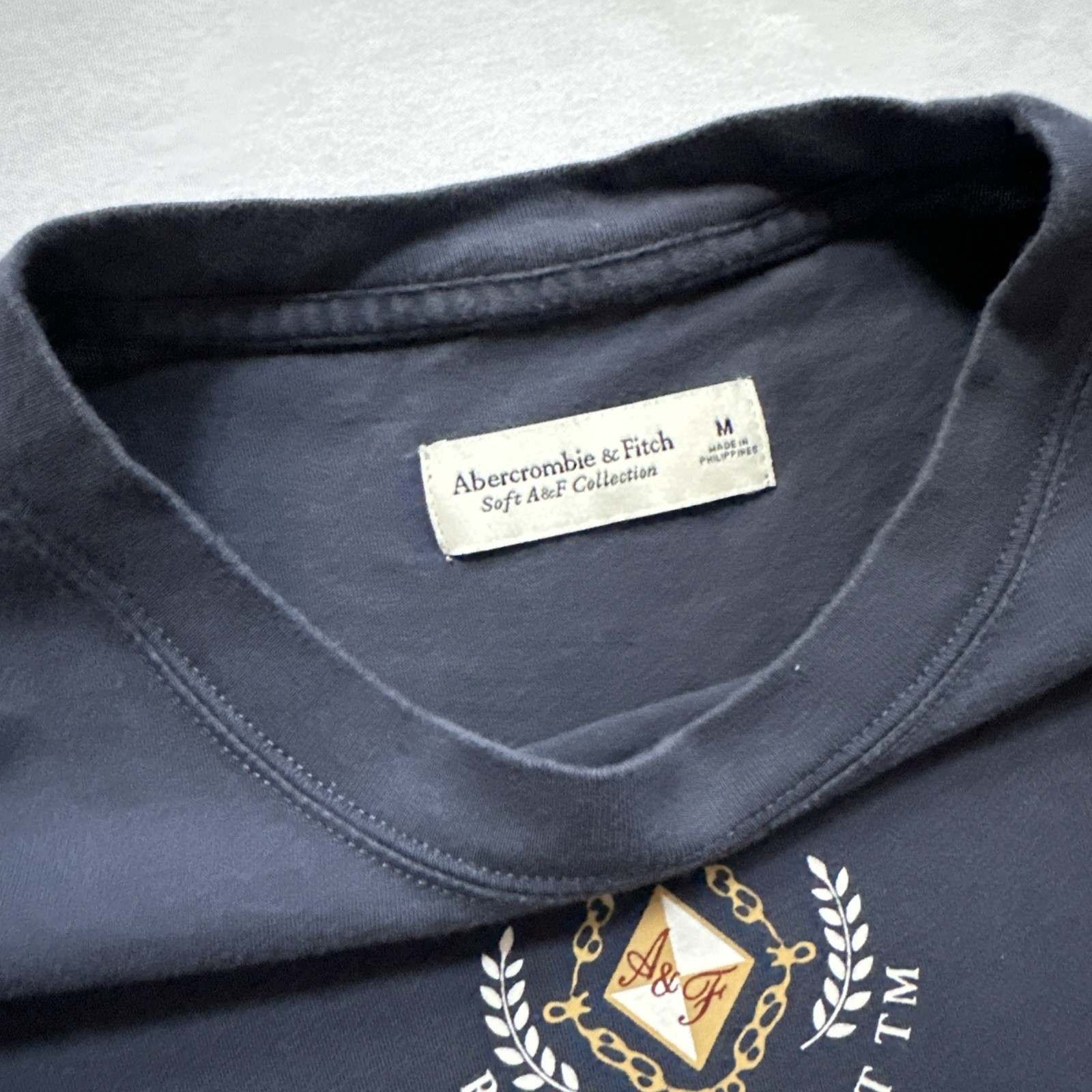 Women’s Abercrombie & FItch Cropped Crest Logo Tee Boxy Y2K Inspired Preppy M