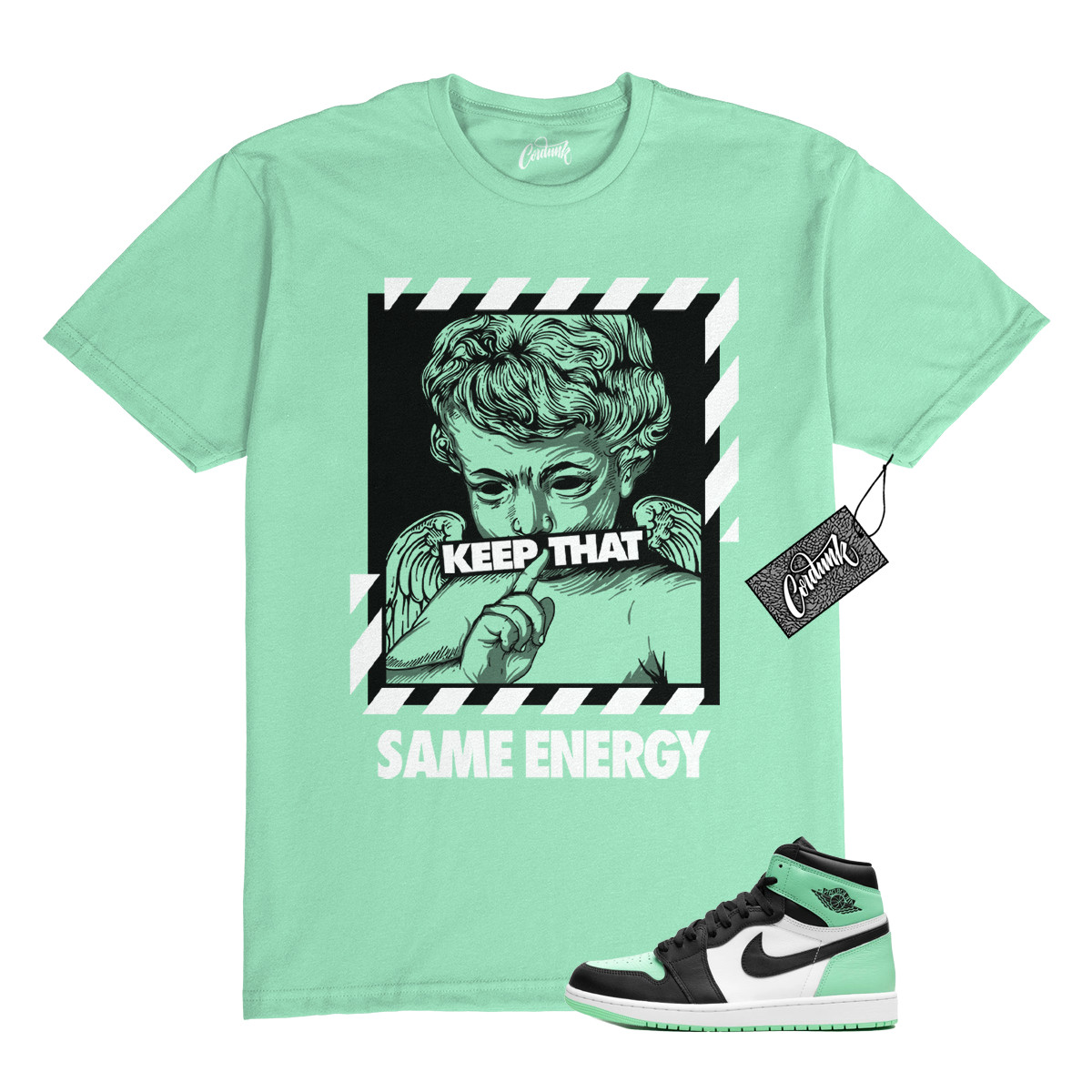 1 Green Glow Mint White Black High T Shirt Match ENERGY