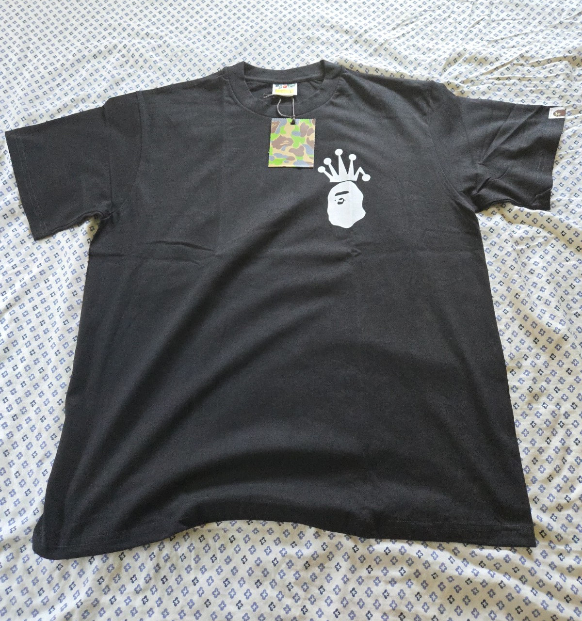A Bathing Ape BAPE STA Men’s L Black Logo Graphic Crew Neck Cotton T-Shirt