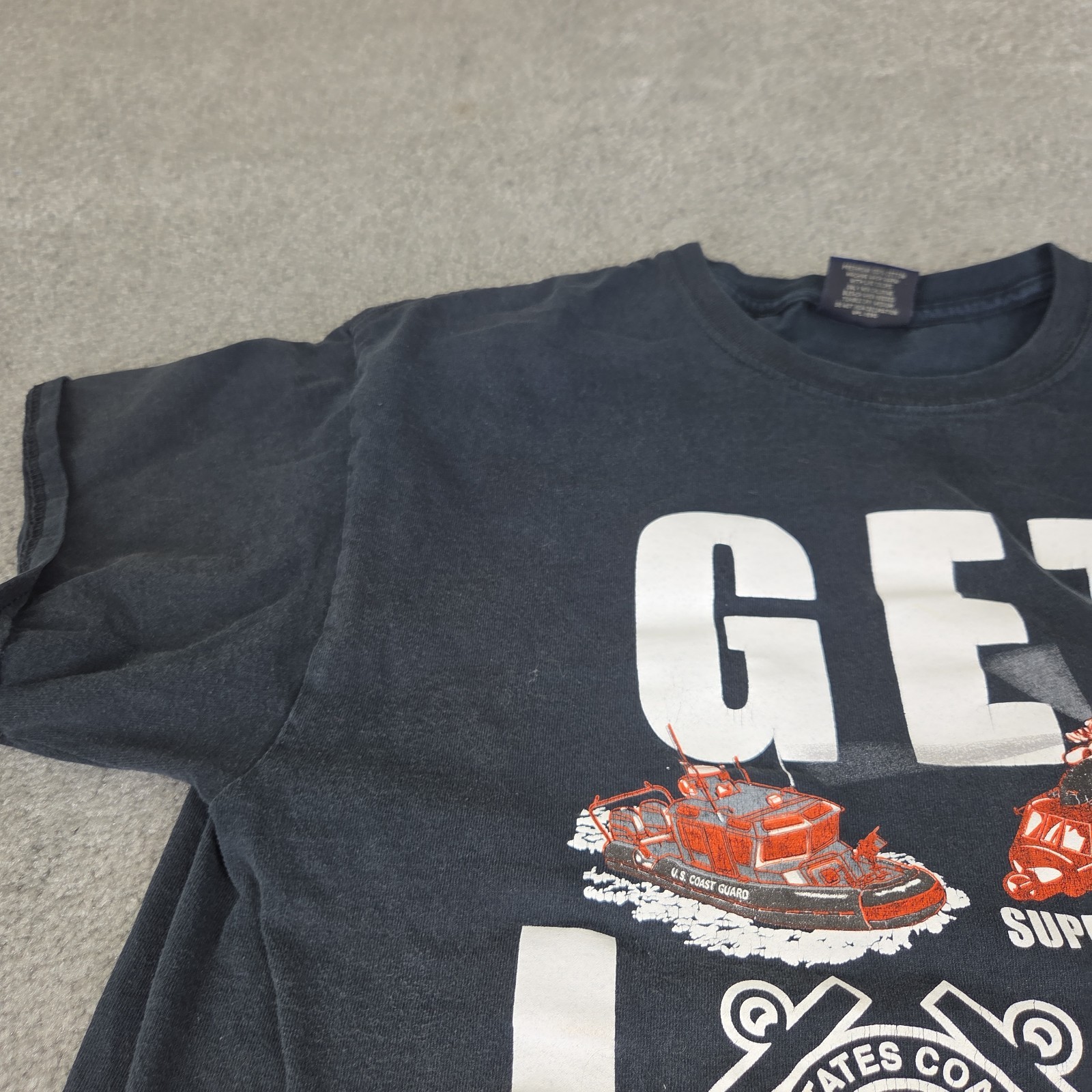 Vtg United States Coast Guard Search & Rescue MV Sport Shirt L Get Lost Support