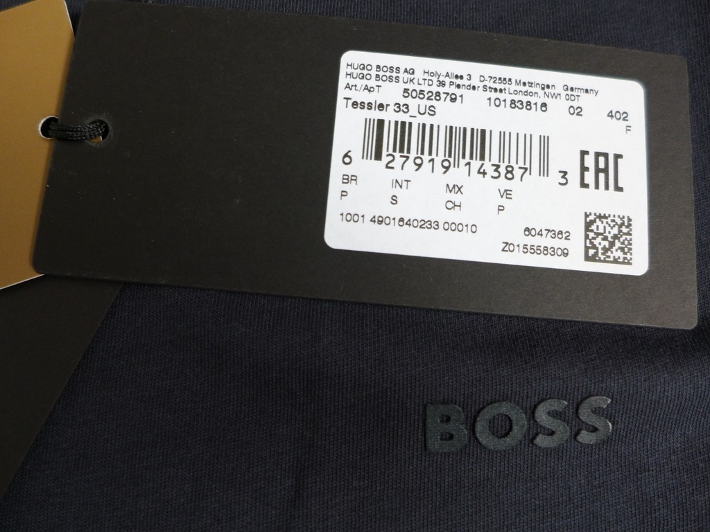 BOSS Men’s S Tessler 33 Slim Fit Crew Neck Short Sleeve Logo Tee Made Portugal