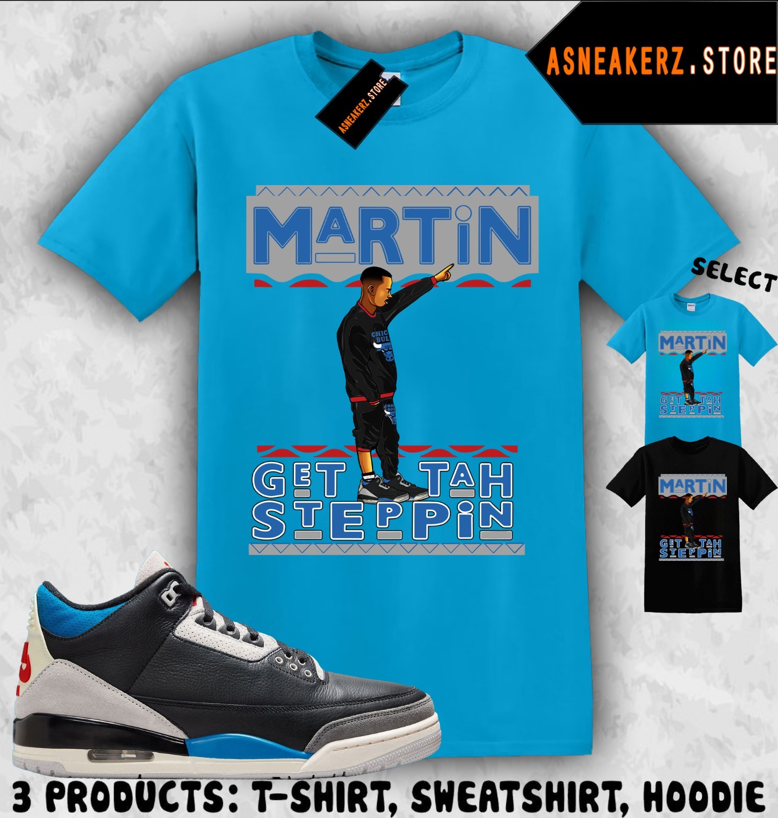 Shirt Matching AJ 3 OG Rare Air 2025 To Match Sneaker Sneakerhead Martin T-Shirt