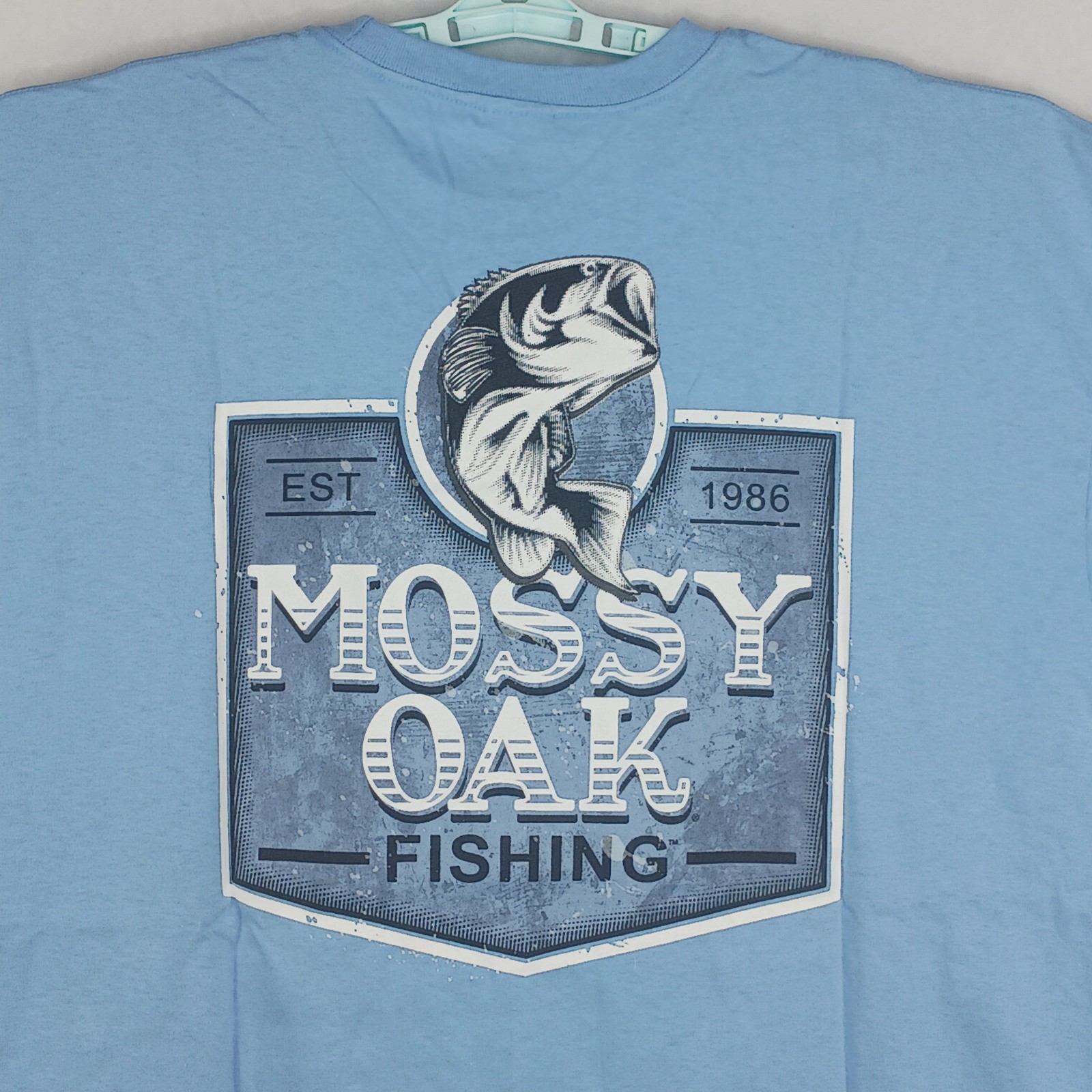 Mossy Oak Men’s Fishing T-Shirt Outdoors Sportsman Lightblue 2XL 50-52 summer