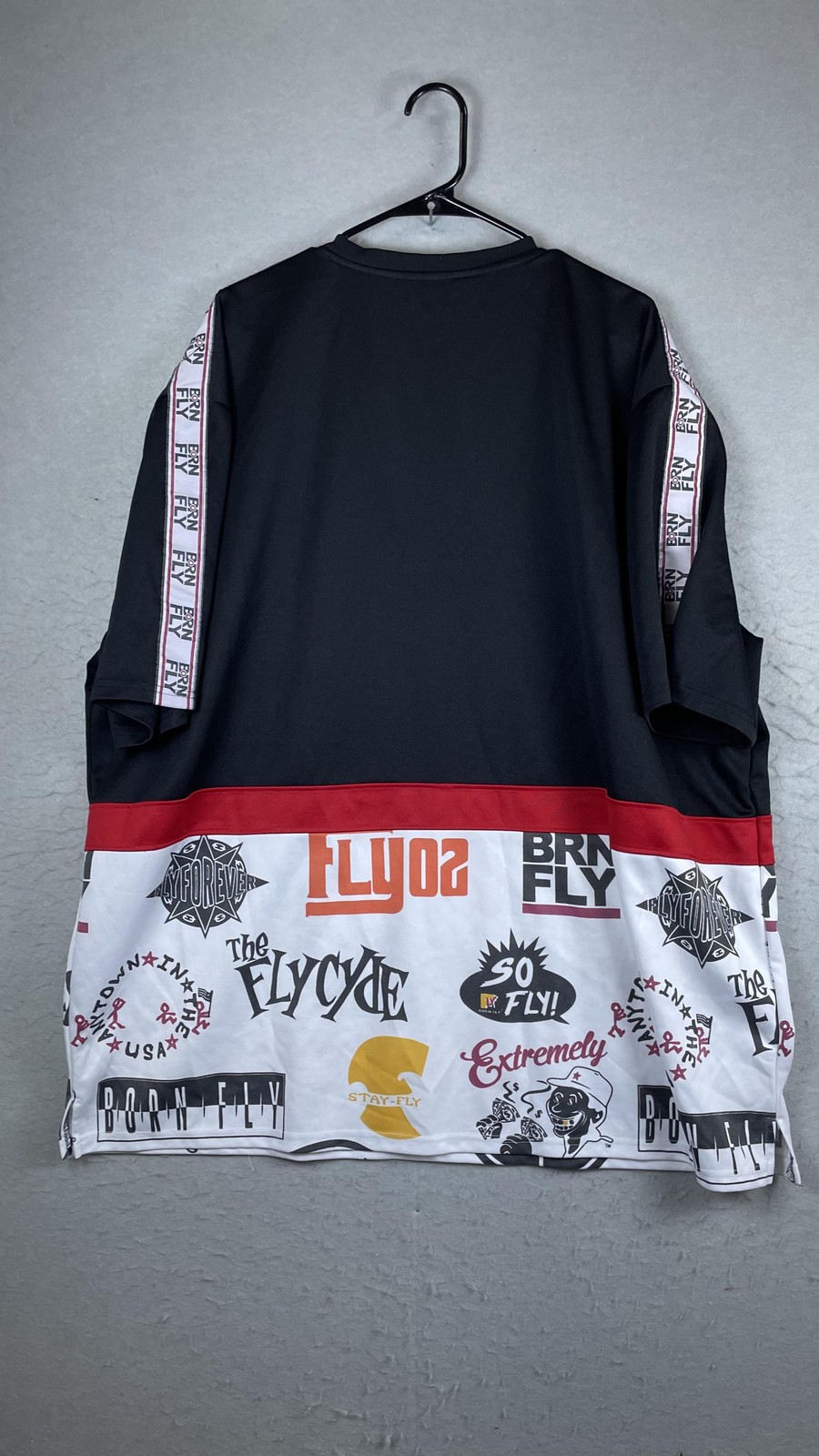 Born Fly Shirt Mens Big 5X Black Red Logo Collage Graphic Tee Streetwear Tagless