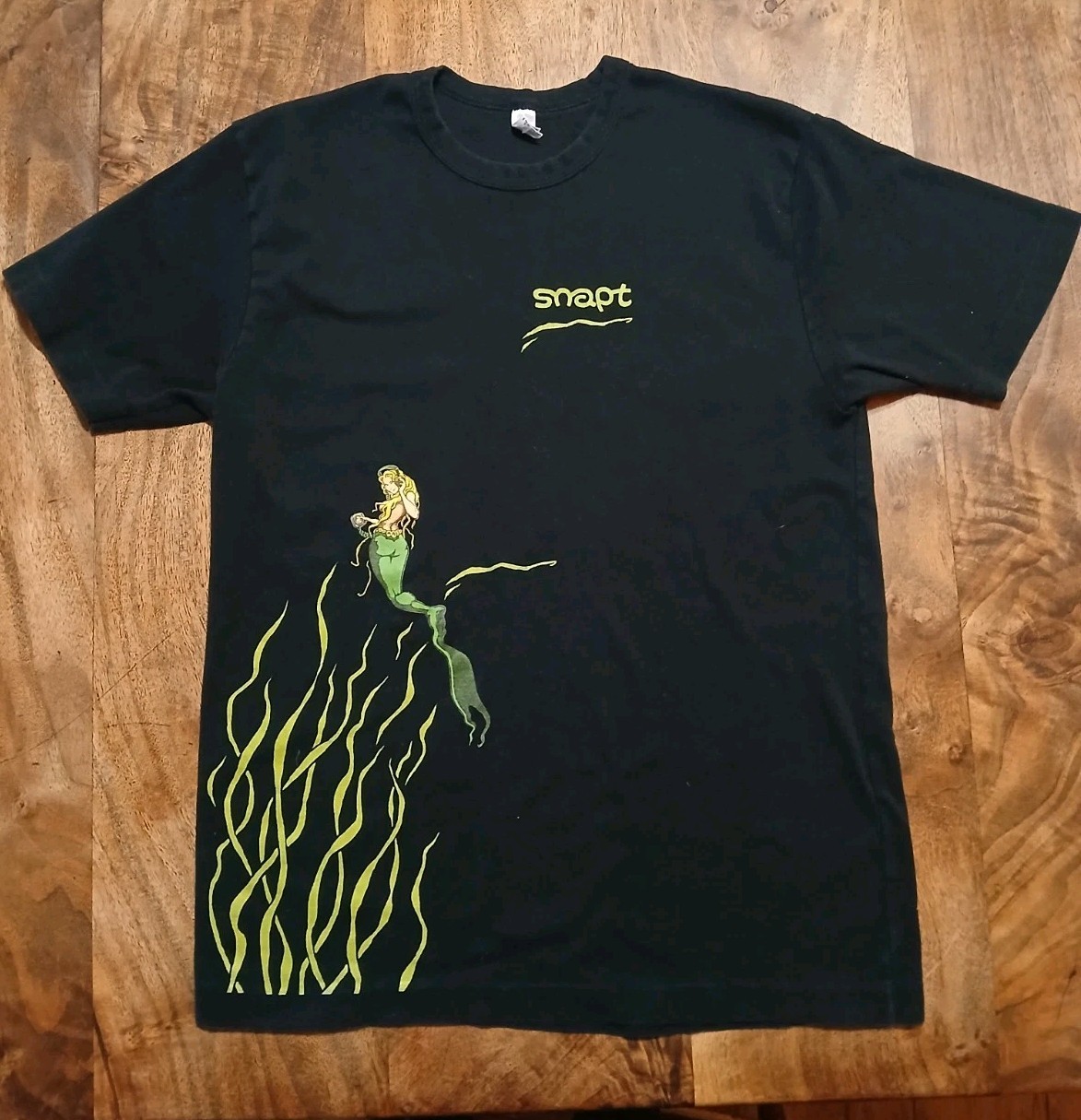 Vintage SNAPT Black T-shirt Mermaid Headphone Rave Culture XL
