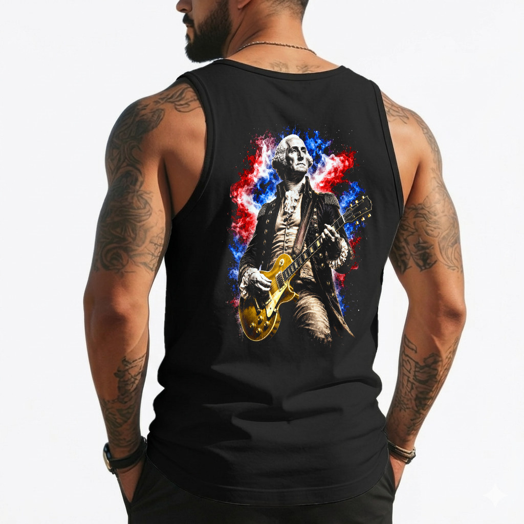 George Washington Playing Guitar (On Back) Tank Top