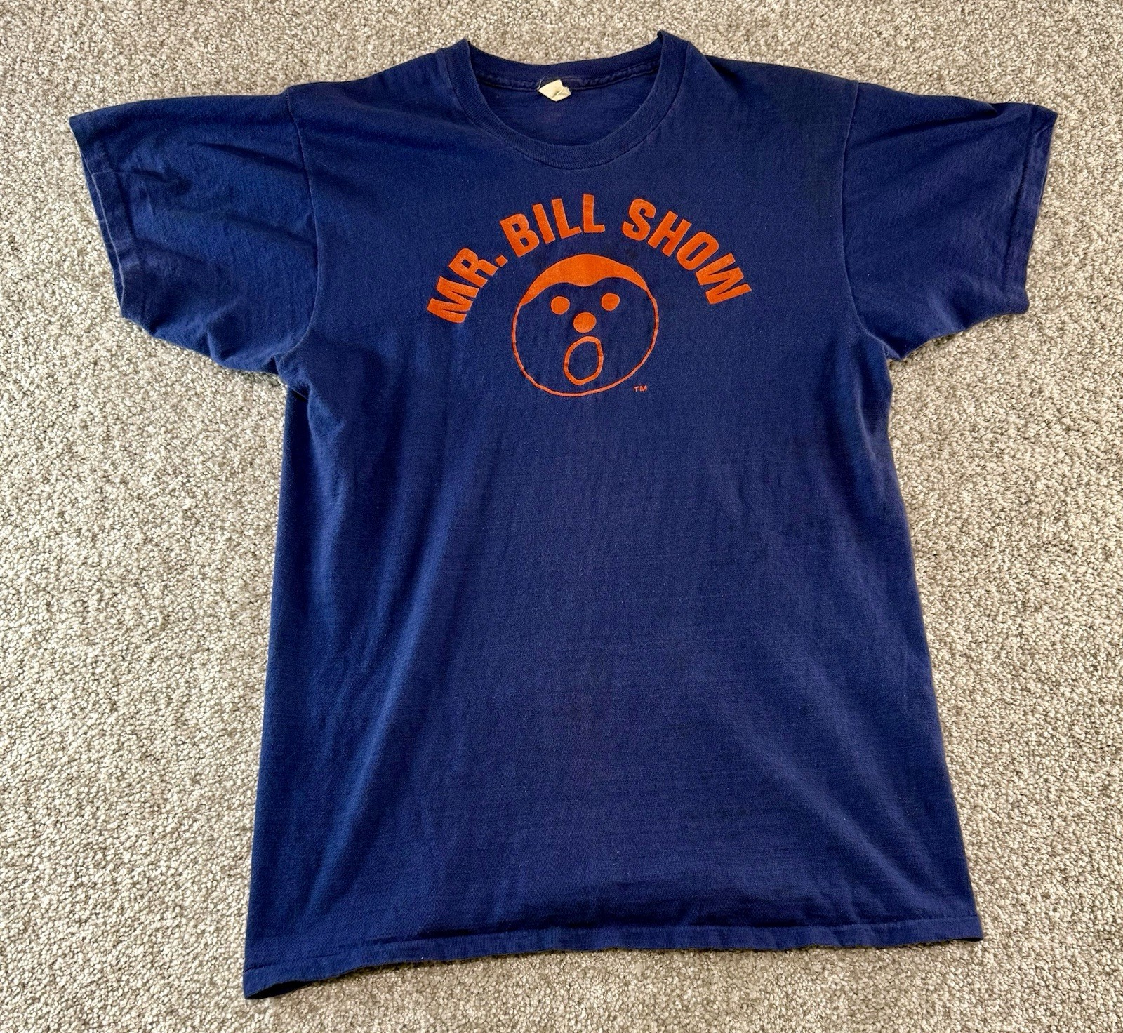 Vintage Mr Bill Show Single Stitch T-Shirt Size Large L SNL Navy Blue 80s