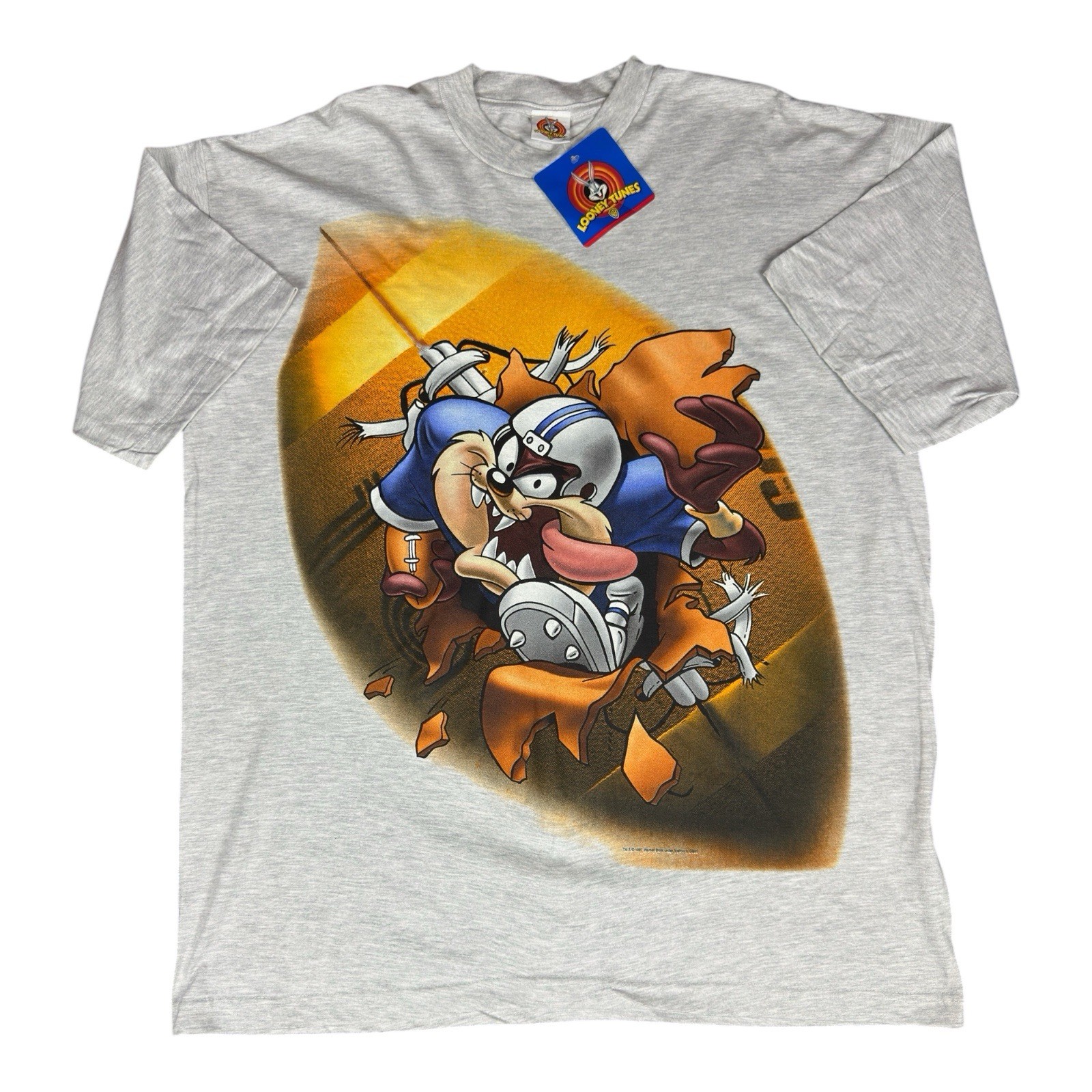 Looney Tunes Taz Tasmanian Devil Burst Football T-Shirt Men XL NWT Vintage 1997