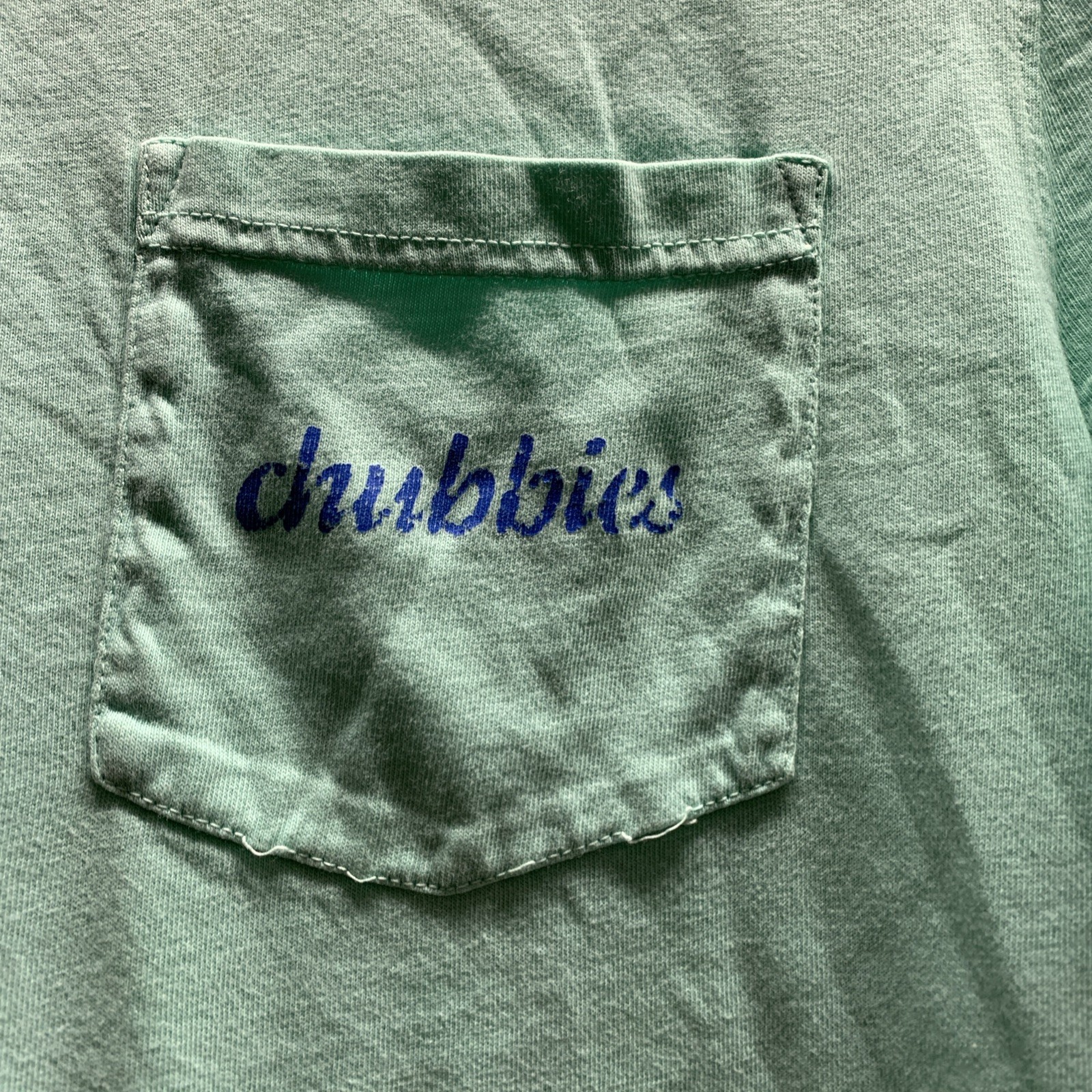 Chubbies THE WEEKEND HAS ARRIVED Mint Green Pocket Tee T Shirt MENS SIZE SMALL