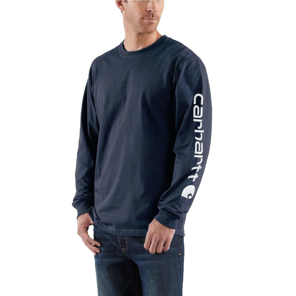Carhartt Loose Fit Long Sleeve Logo T-Shirt Navy K231 NVY 2XL