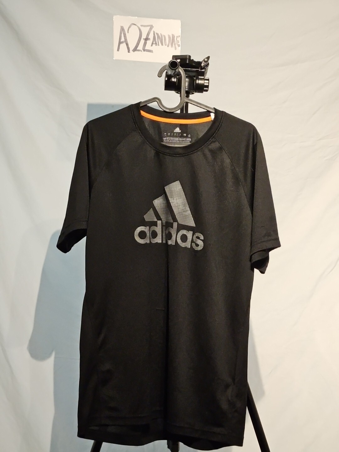 Adidas spell out Climate Large black logo Men sports shirt.