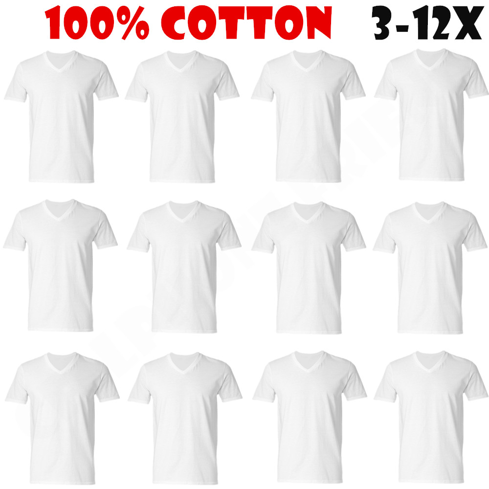 3-12-Pack V-Neck For Men’s 100% Cotton Tagless T-Shirt Undershirt Tee White