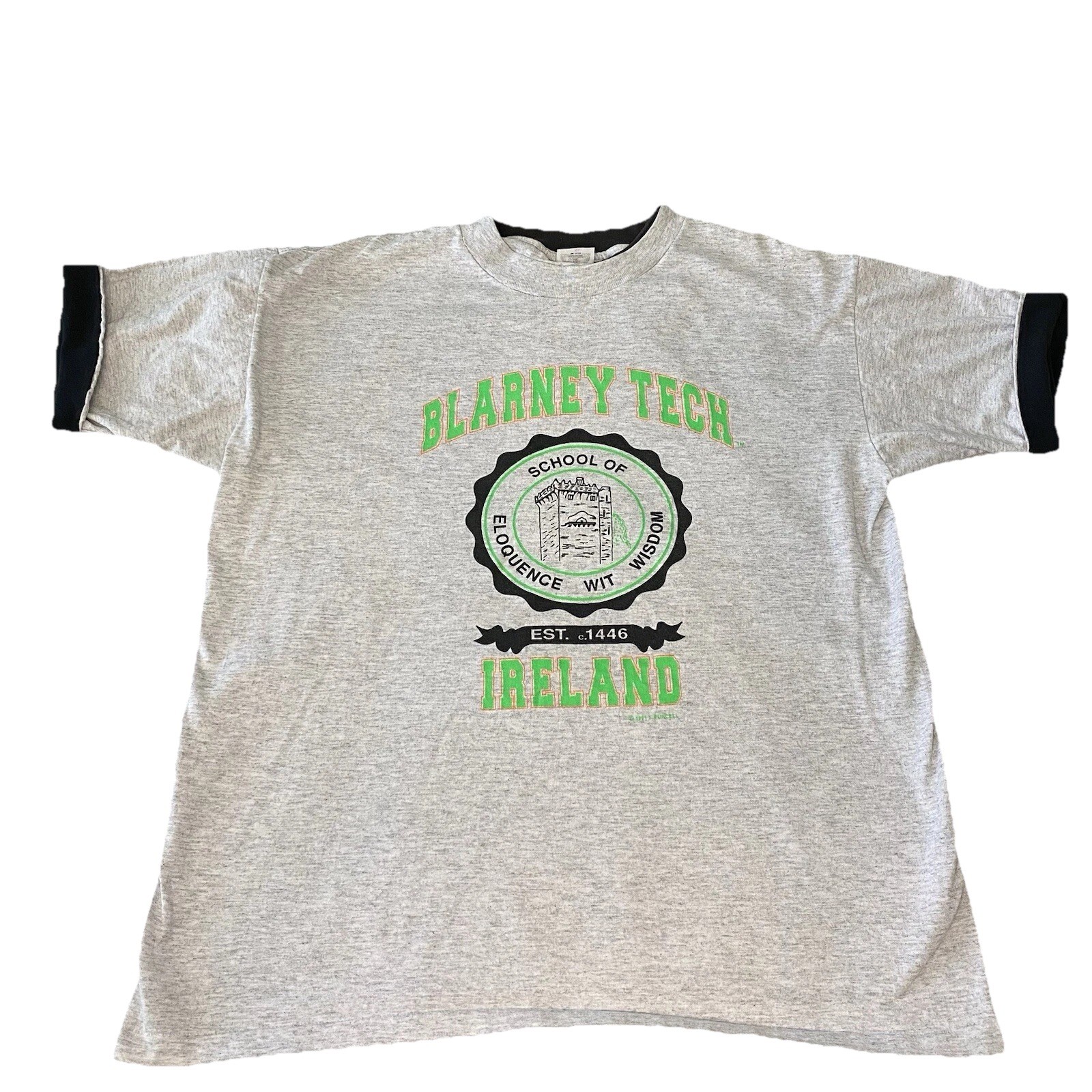Vintage Blarney Tech Ireland 1991 Single Stitch Flip Cuff Grand Illusion Tag Xl