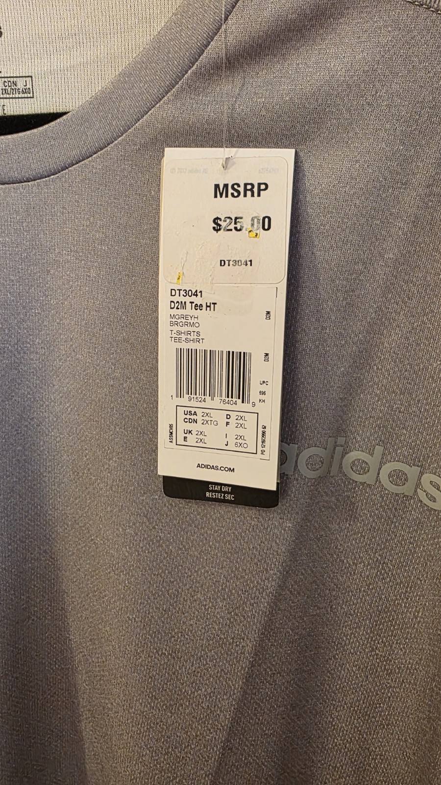 2XL CLIMATE CONTROL ADIDAS TSHIRT NWT