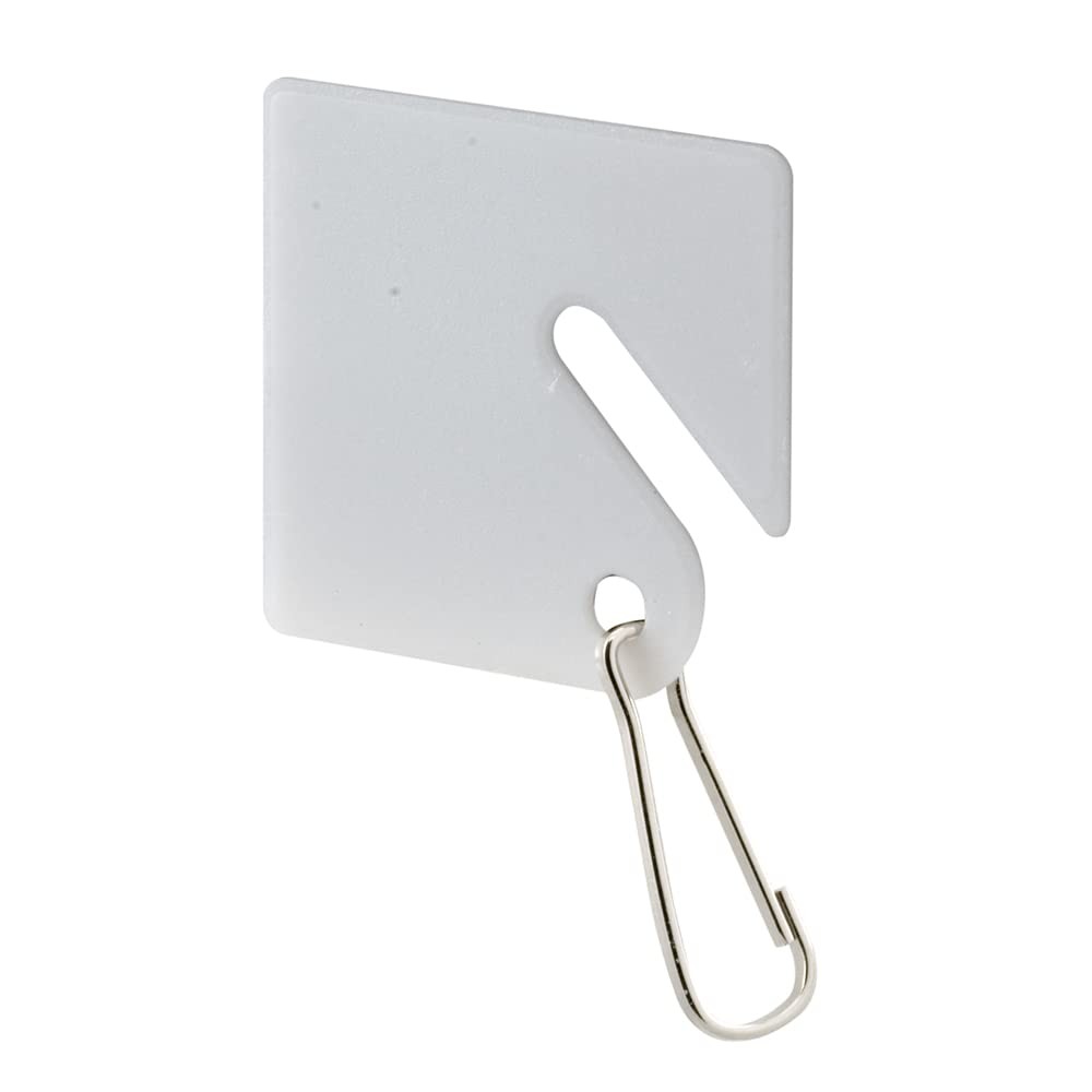 20 Pack EP 4269 White Plastic Write-On Key Tags, Metal Hook, 1.5, ID, Labels