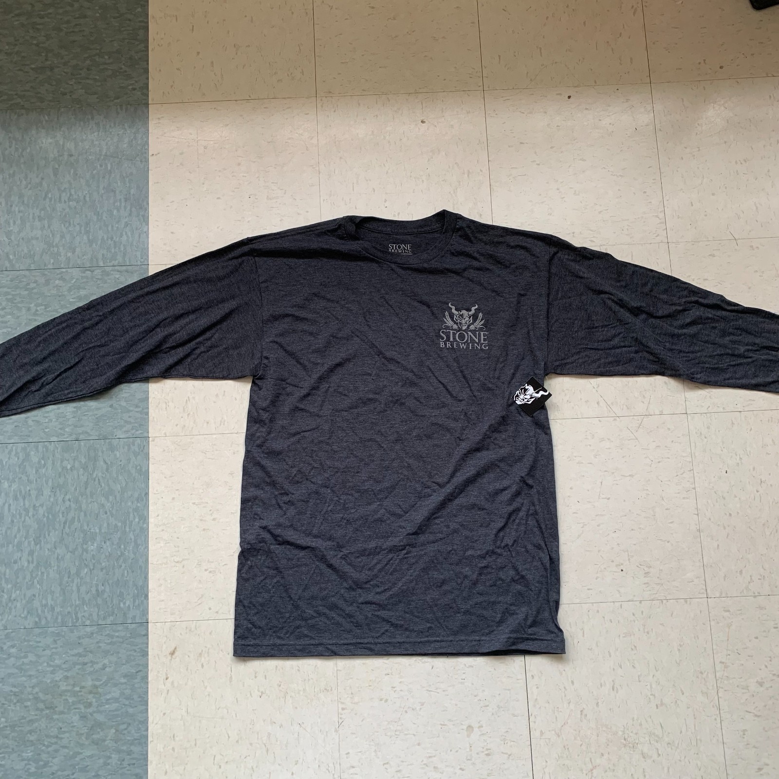 NEW STONE BREWING Black Double Sided Long Sleeve LOGO Spellout T Shirt Pick Size