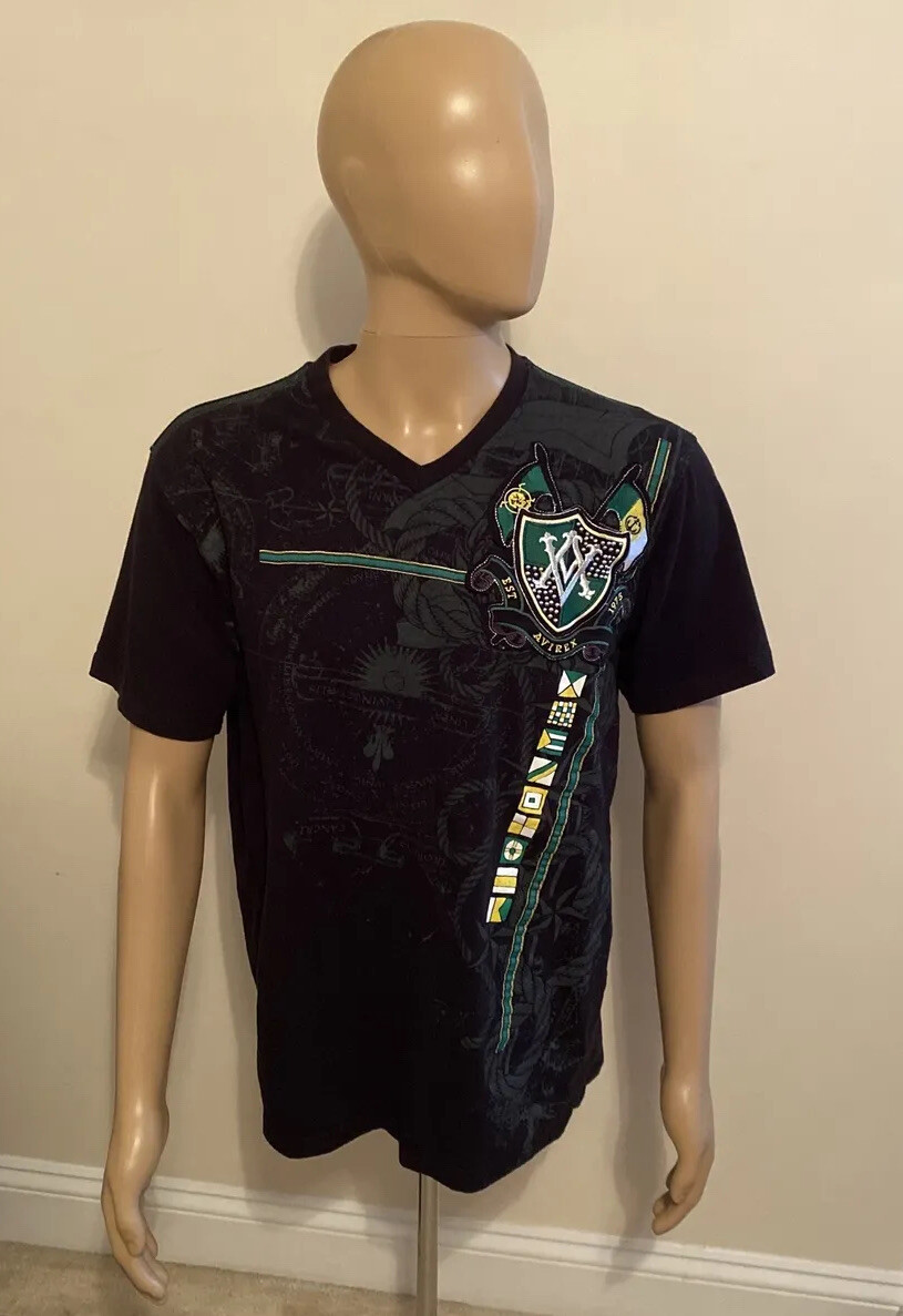 Avirex Urban Style Men L Embellished Tee Shirt Sewn-on Patch