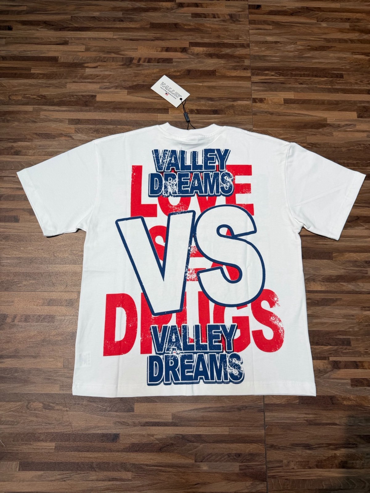 Valley Tee shirt white S-M-L-XL Unisex cotton fabric