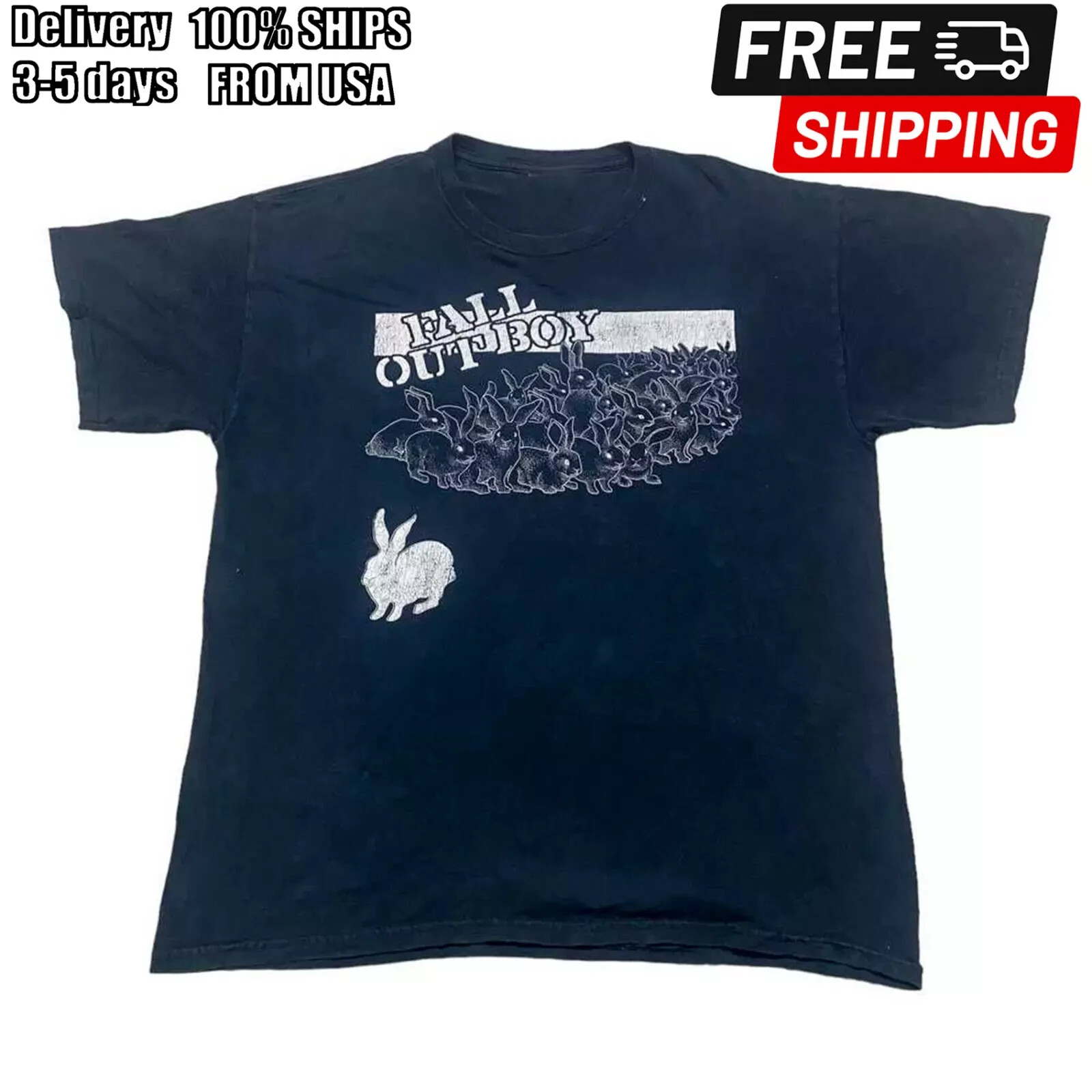 FALL OUT BOY Shirt Bunny Concert Tour Black All Size Shirt AC2136