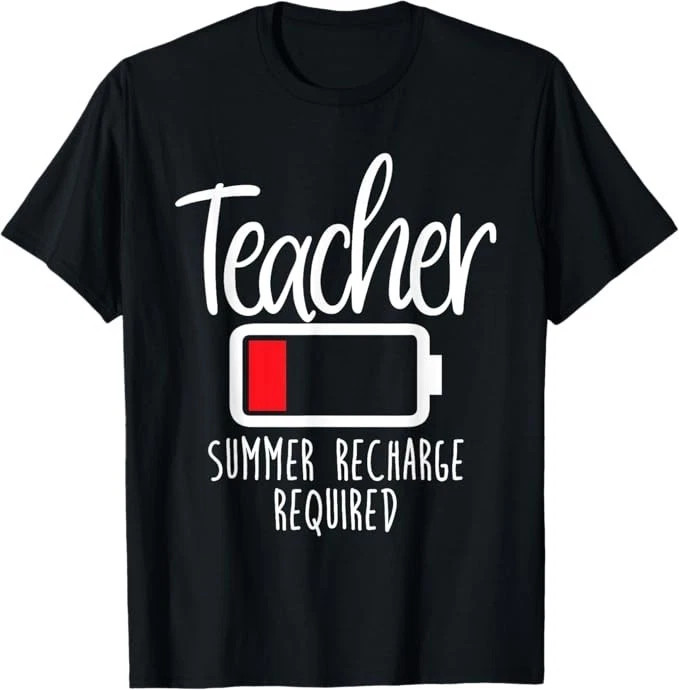 Teacher Summer Recharge Required Last Day School Women Funny T-Shirt
