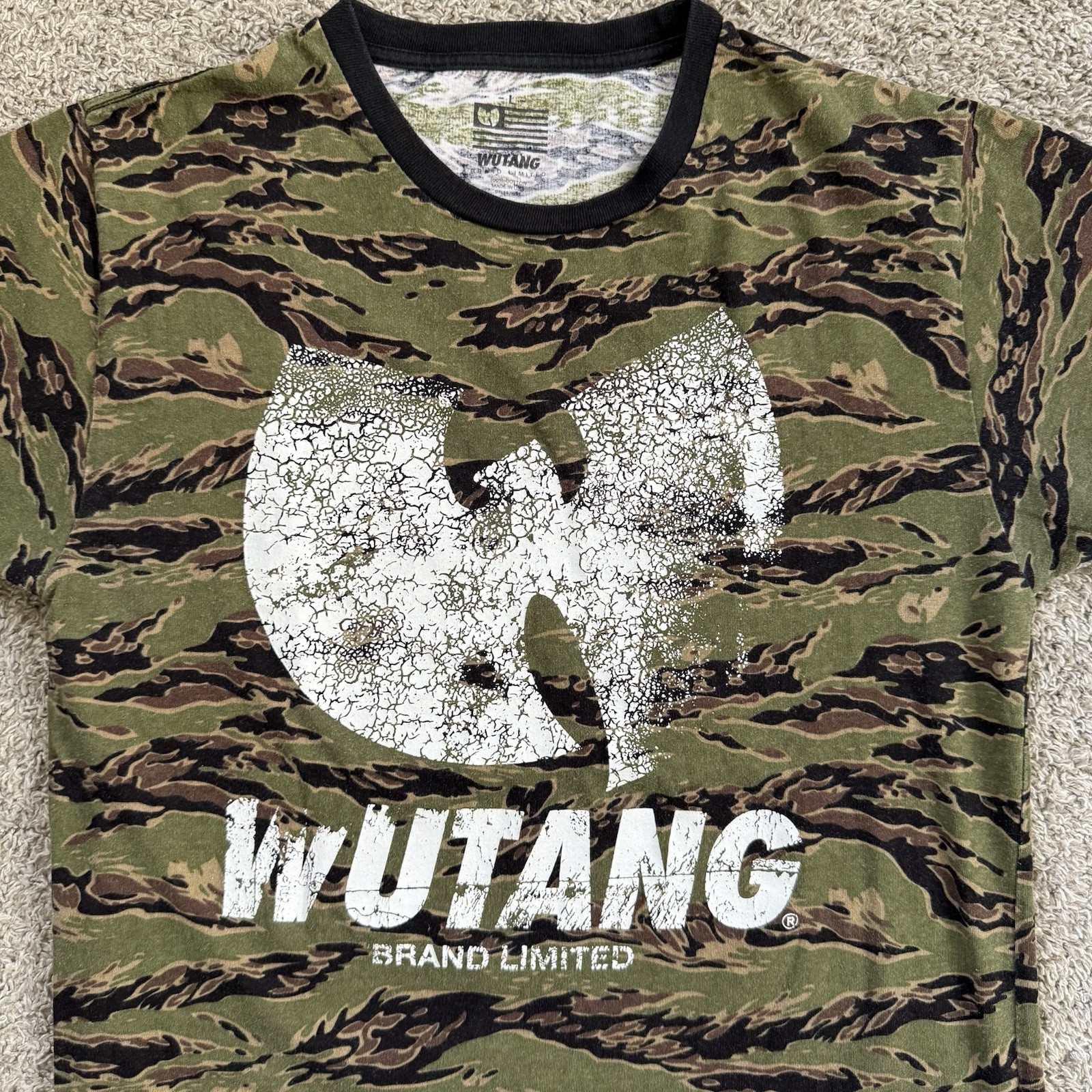 🔴Wu-Tang Shirt Size Large Camouflage Wu Shattered Design WuTang Brand Ltd Rare