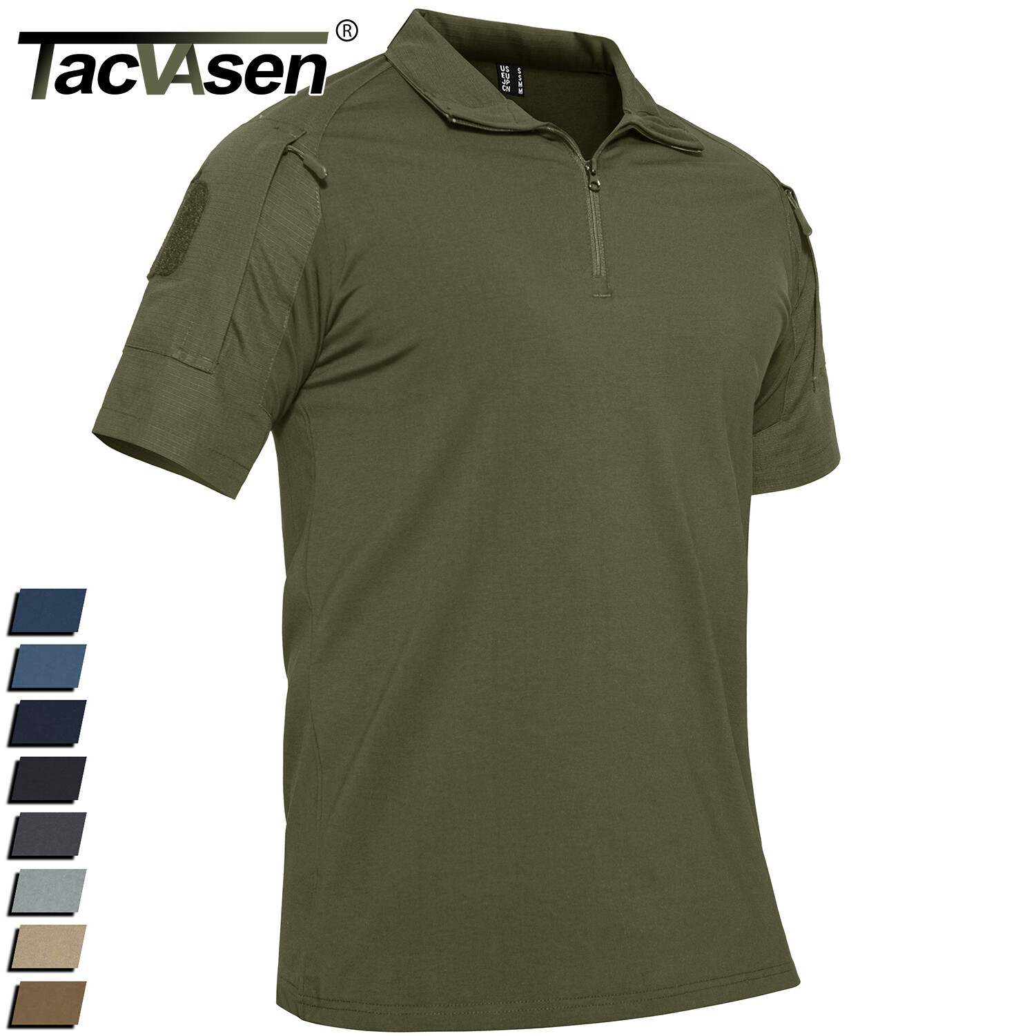 Men’s Tactical Combat T-Shirts 1/4 Zip Short Sleeve Quick Dry Military Work Tops