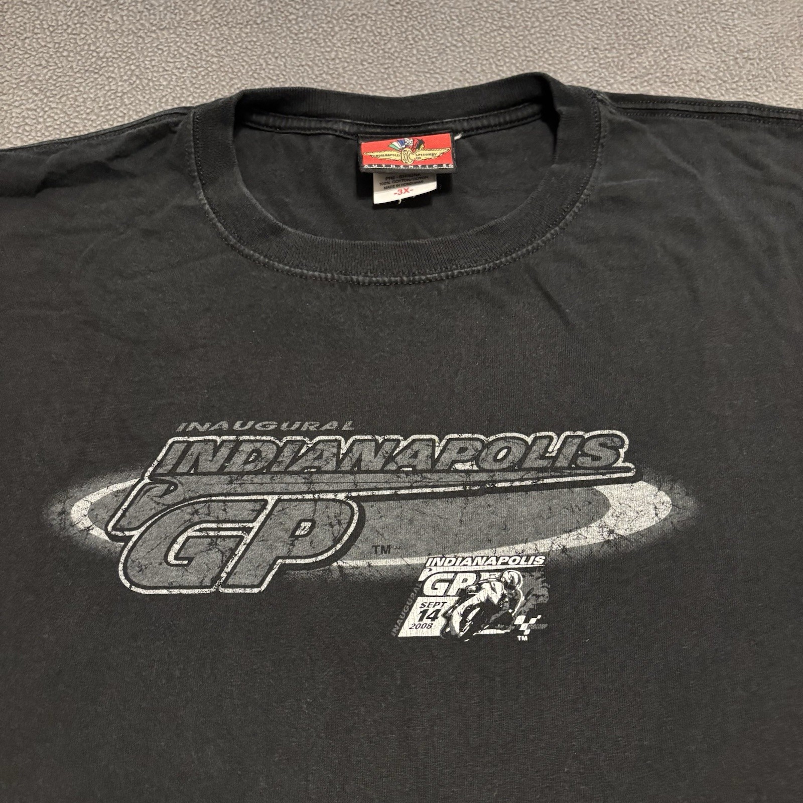 Indianapolis Motor Speedway Inaugural Motorcycle GP 2008 Tee Mens 3XL Black Y2K