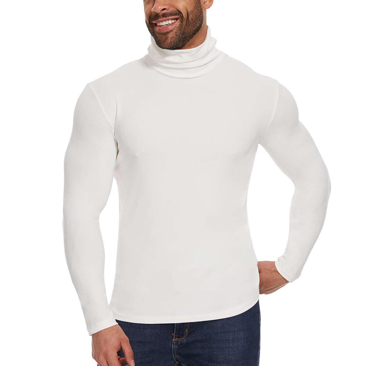 Men Pullover Turtle Neck T-shirt Slim Fit Tops Warm Winter Long Sleeve Shirts
