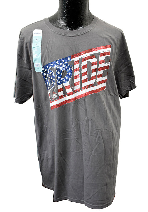 NEW American Pride T-Shirt Academy Sports Men’s Size XL Gray Patriotic Shirt