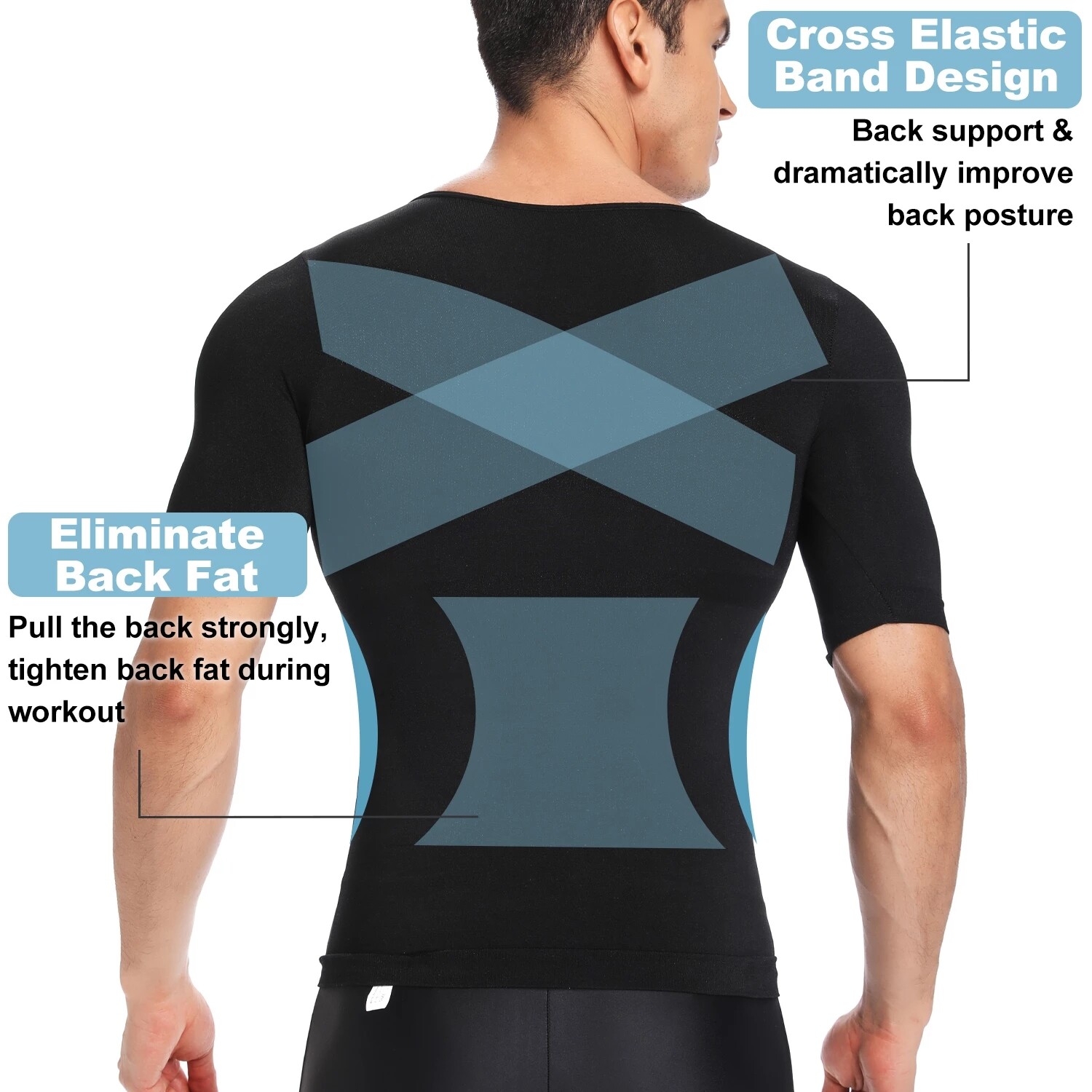 Men Slimming Body Shaper Posture Corrector Vest Abdomen Compression Shirt Top