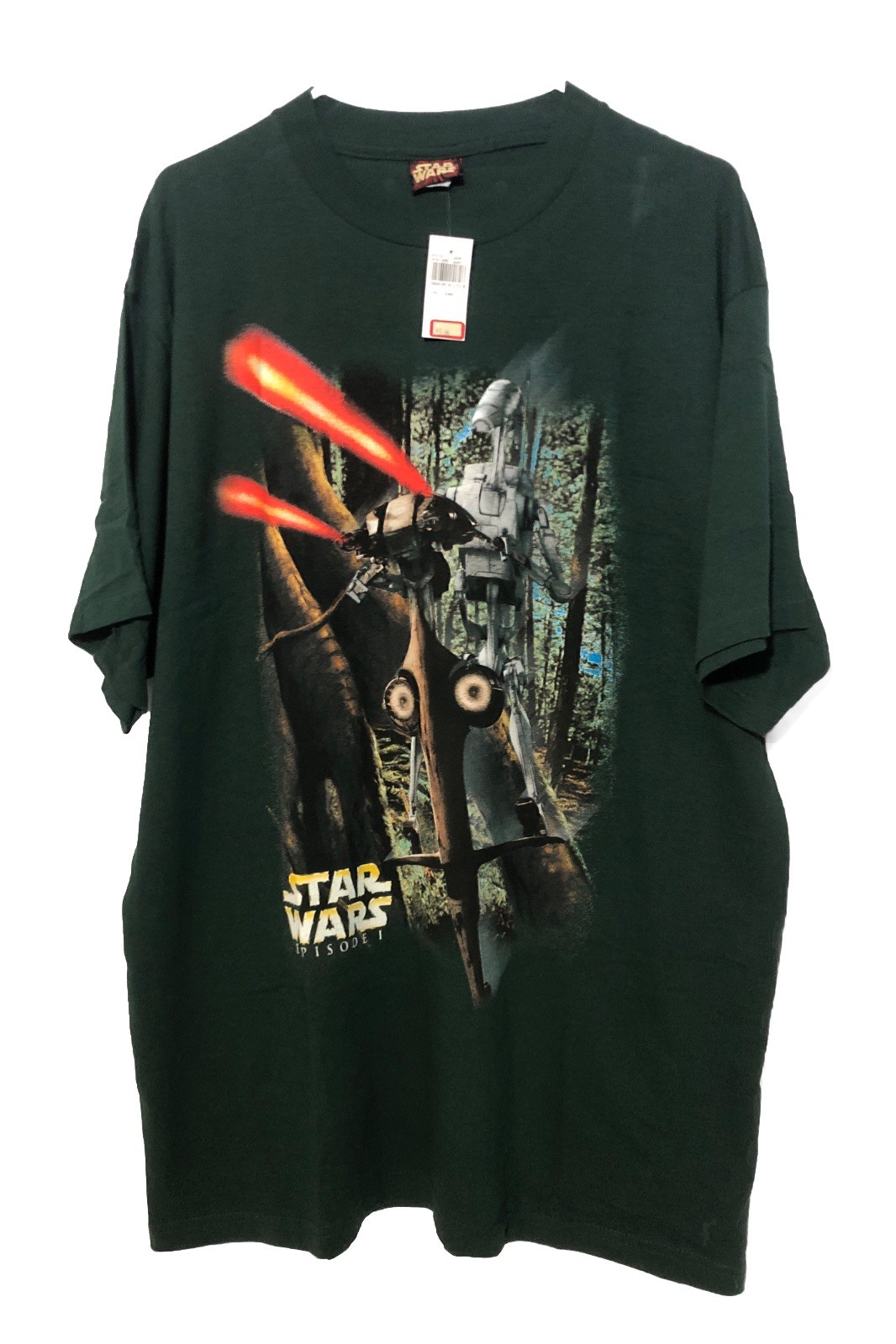 Vintage 1999 NWT! Star Wars Episode I Battle Droid STAP T-Shirt-Sz XL Dark Green