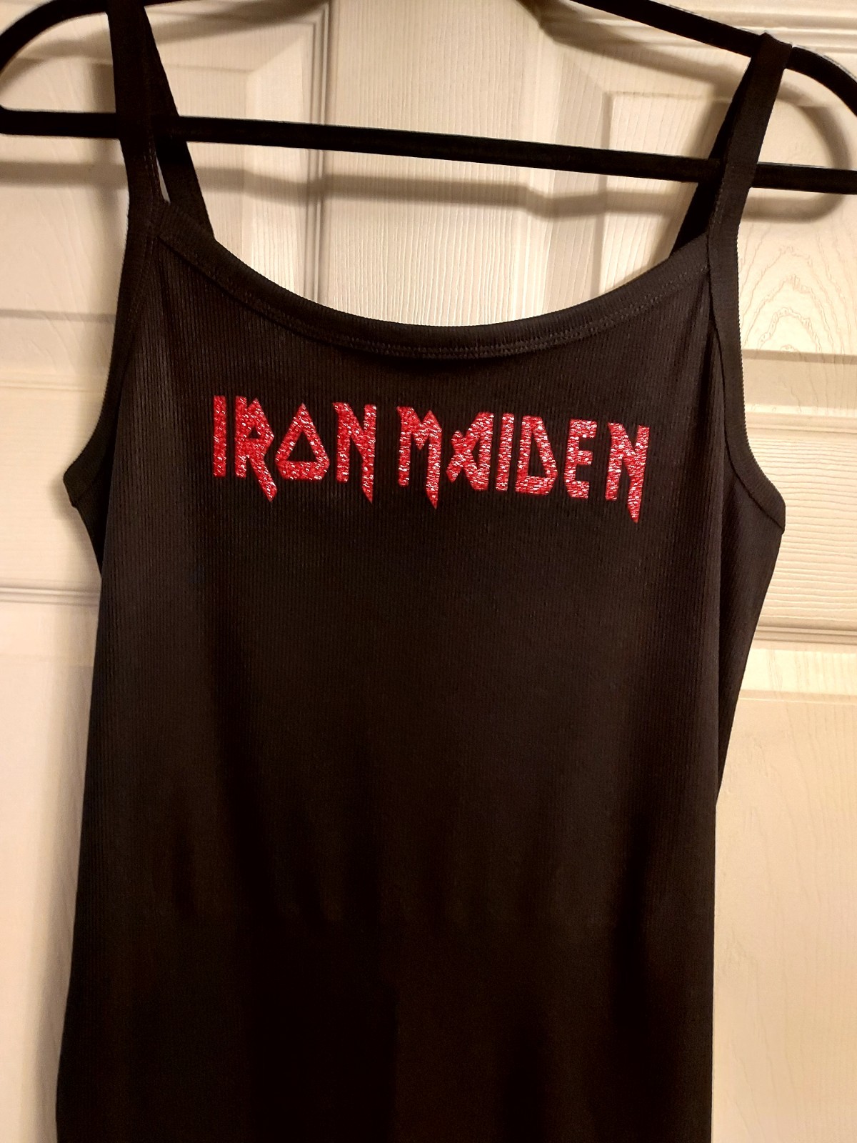 Iron Maiden tank top Red Glitter Iron Maiden Shirt Fitted Iron maiden Crop Top