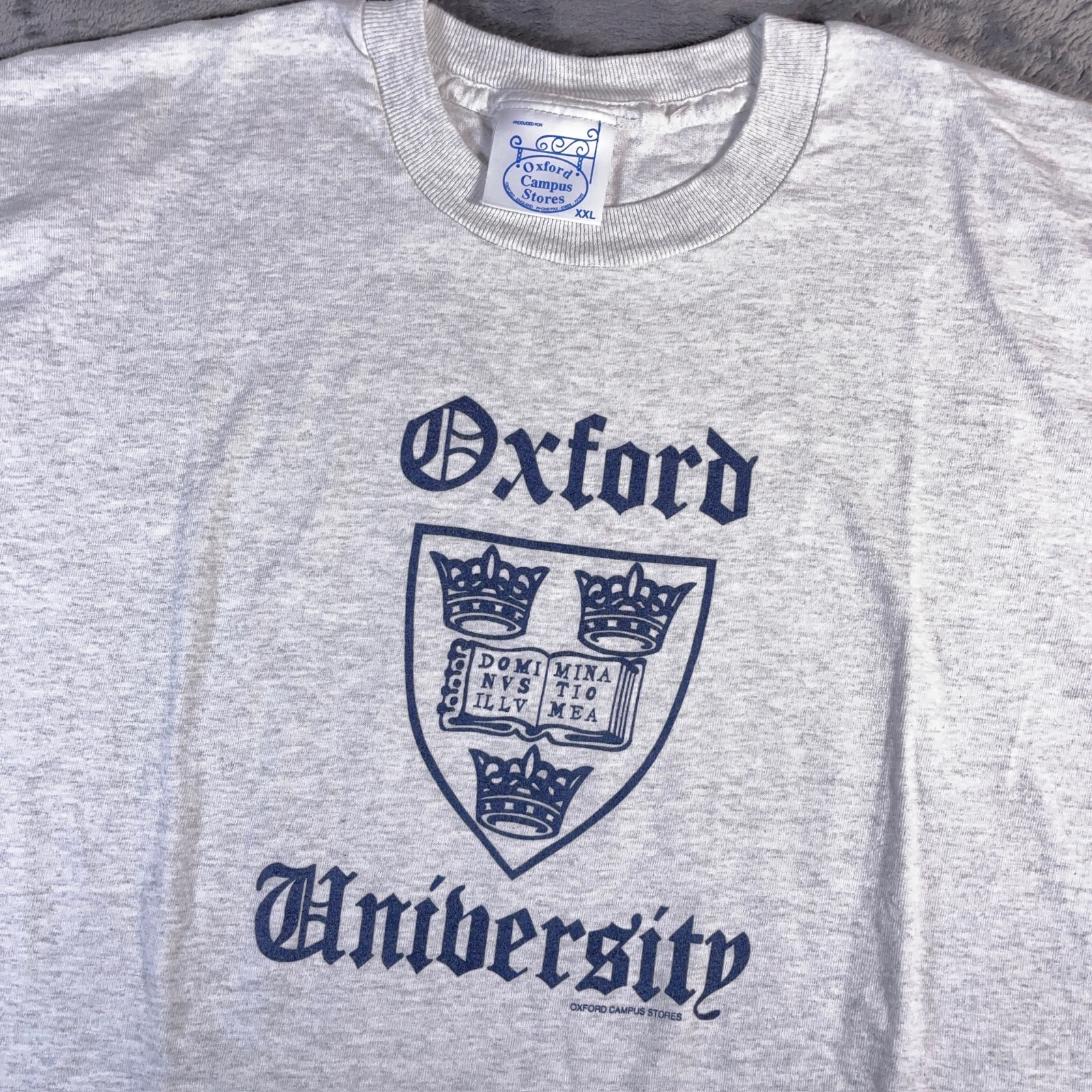 Vintage Oxford University Shirt Men’s XXL Gray Single Stitch Campus Logo 90s