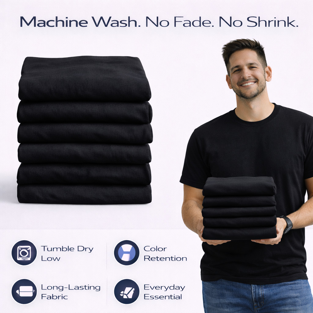 BILLIONHATS 6 Pack Men’s Bulk Big Tall Short Sleeve Cotton Lightweight T-Shirt