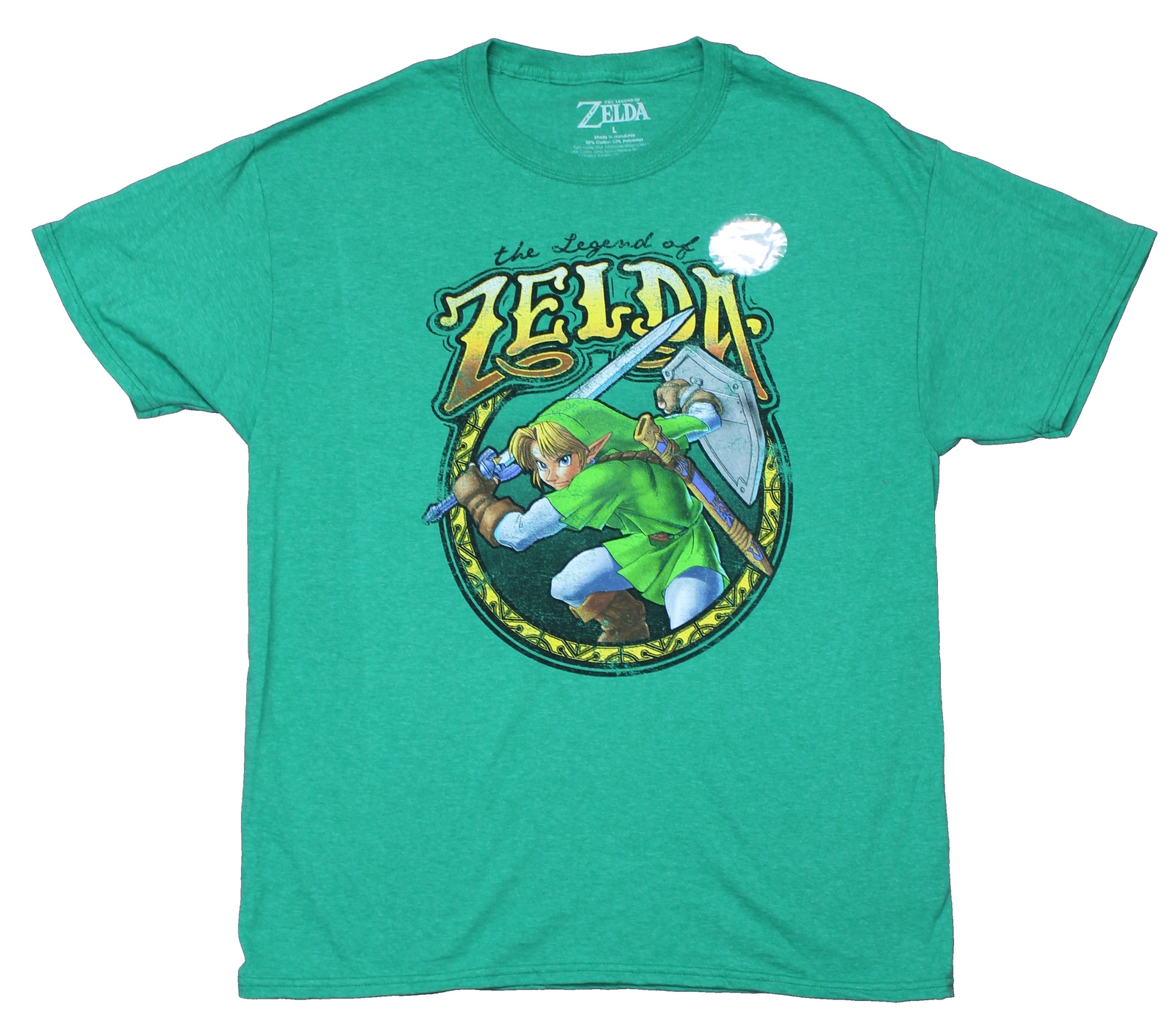 Legend of Zelda Adult New T-Shirt – Distressed Battle Ready Link in Ornate
