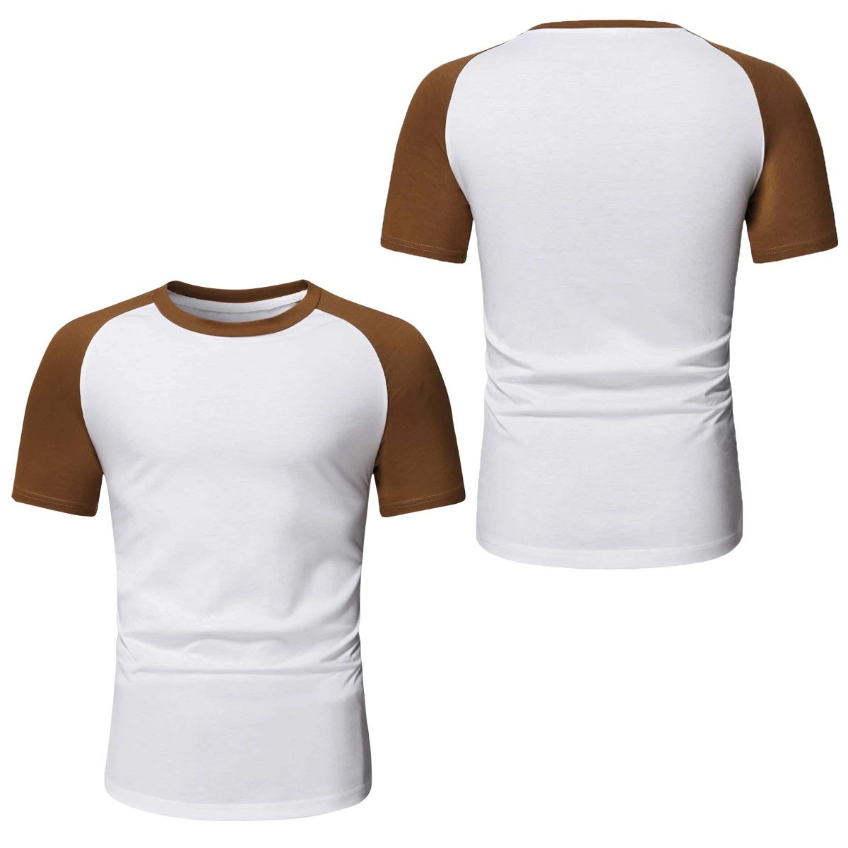 Mens Short Sleeve T Shirt Raglan FOLT Contrast Baseball 100% Cotton New Tee Tops