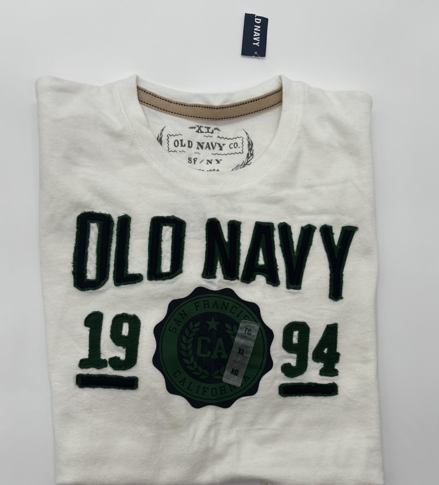 Old Navy Men’s Graphic Logo Crewneck Short Sleeve T-Shirt XL White Green Black