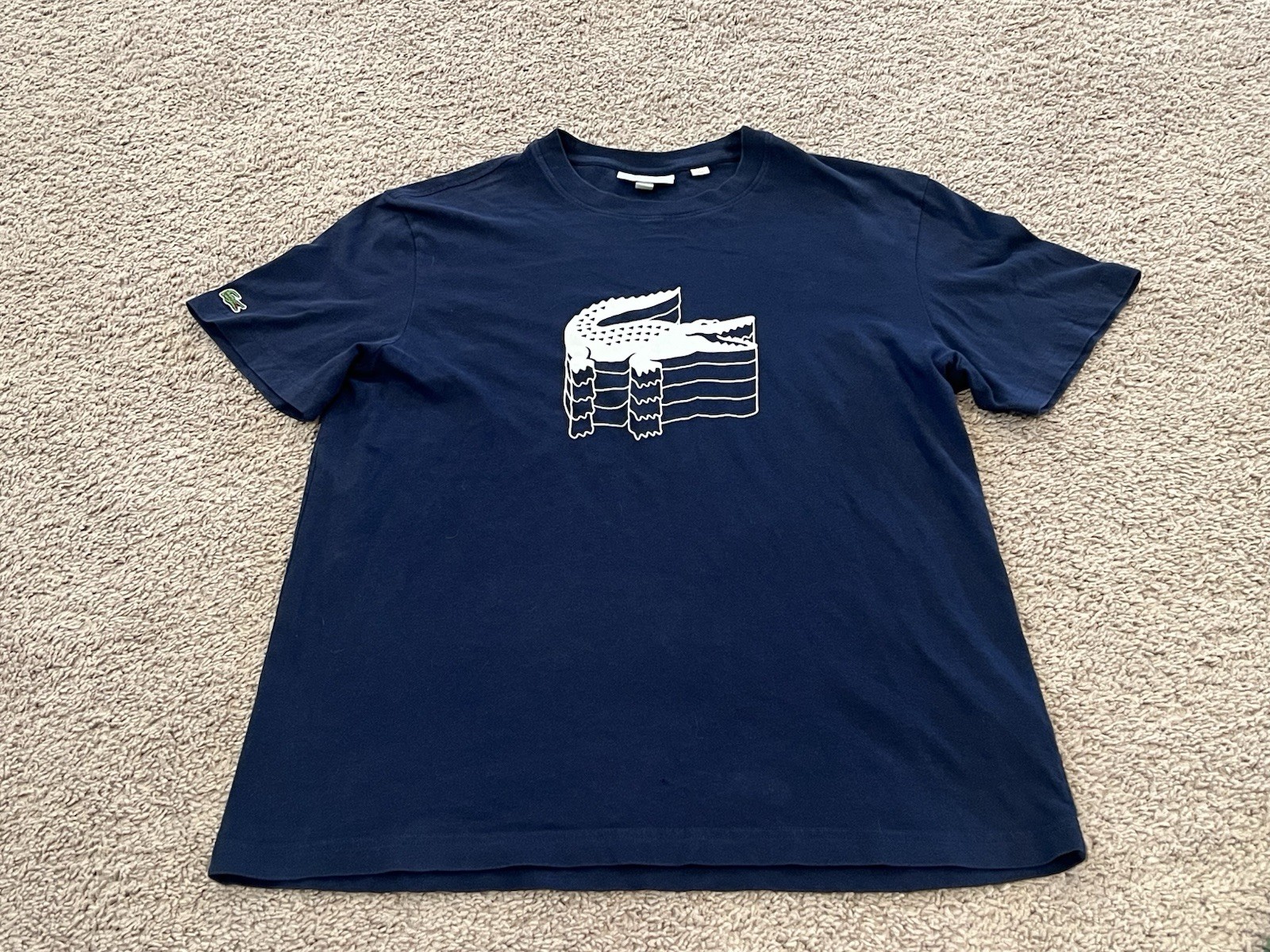 Lacoste Blue Large T Shirt 3D-Printed Graphic Crocodile Logo