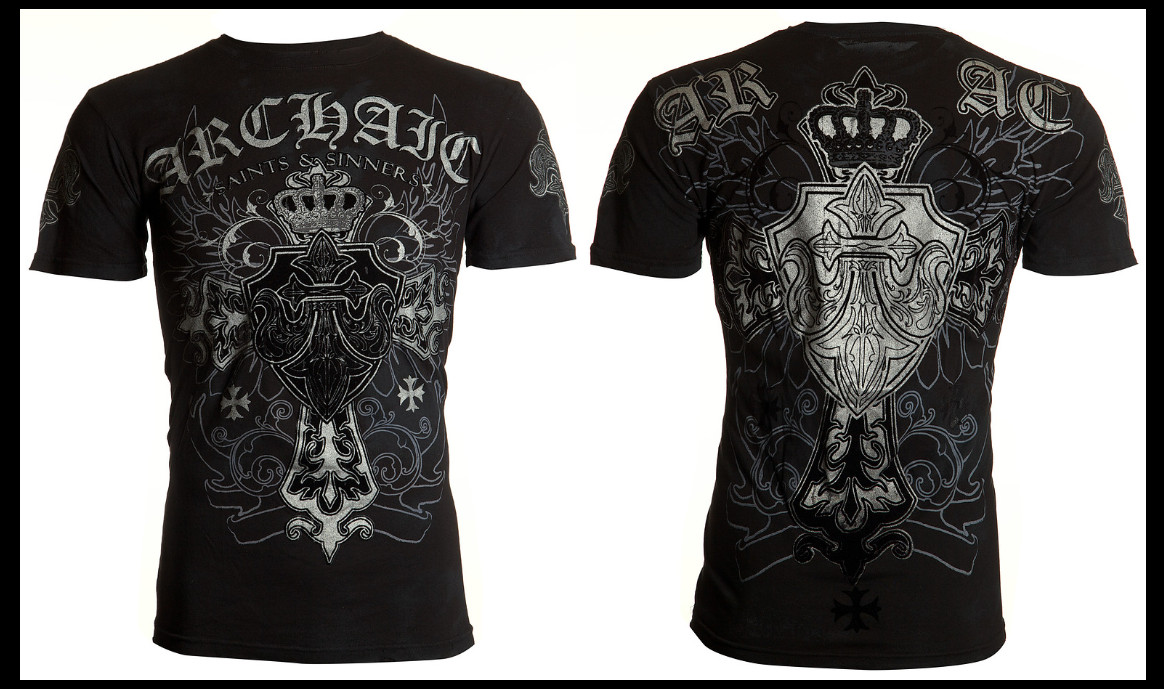 ARCHAIC by AFFLICTION Black SINESTRO Short Sleeve Slim Fit Y2K T-shirt NWT