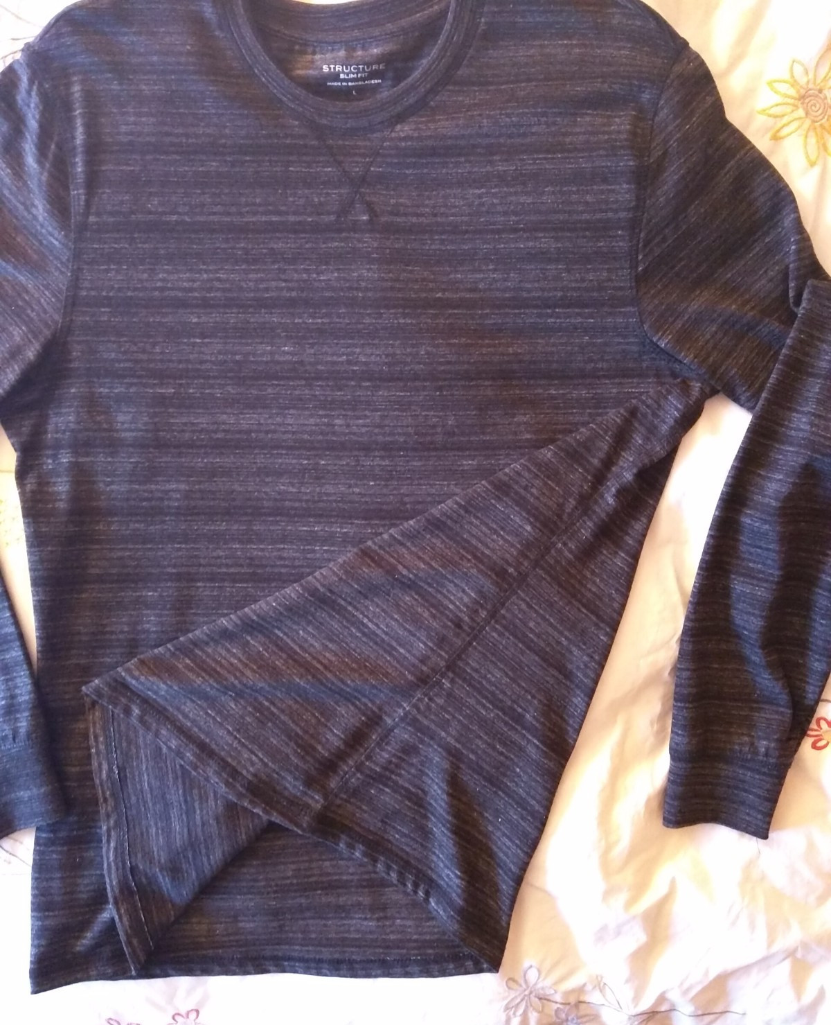 Structure Men’s Slim Fit Long Sleeve T-Shirt L Black/Dark Gray Soft Hardly Worn!