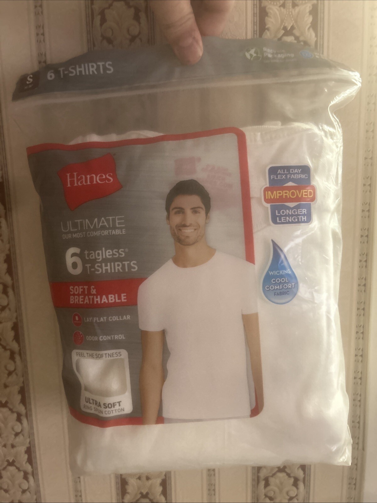 $50 Hanes Men’s White 6 Pack Short Sleeve Crew T Shirt Top Tee Undershirt Size S
