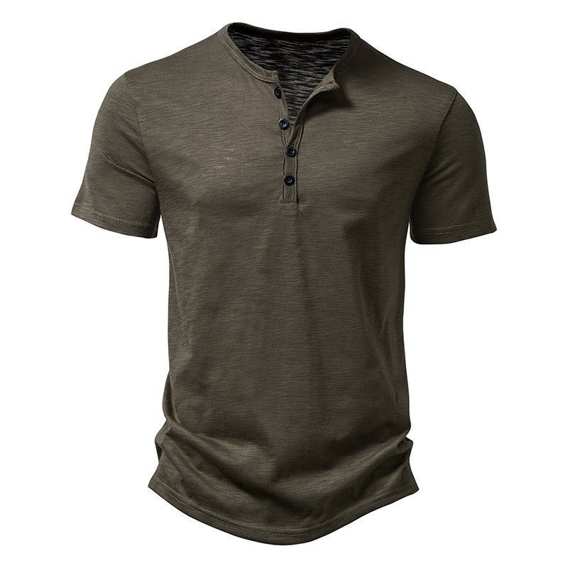 Polyester Men 2024 Brand T-Shirts Ultra-Soft Henley Slim Fit Sleeve V Neck T