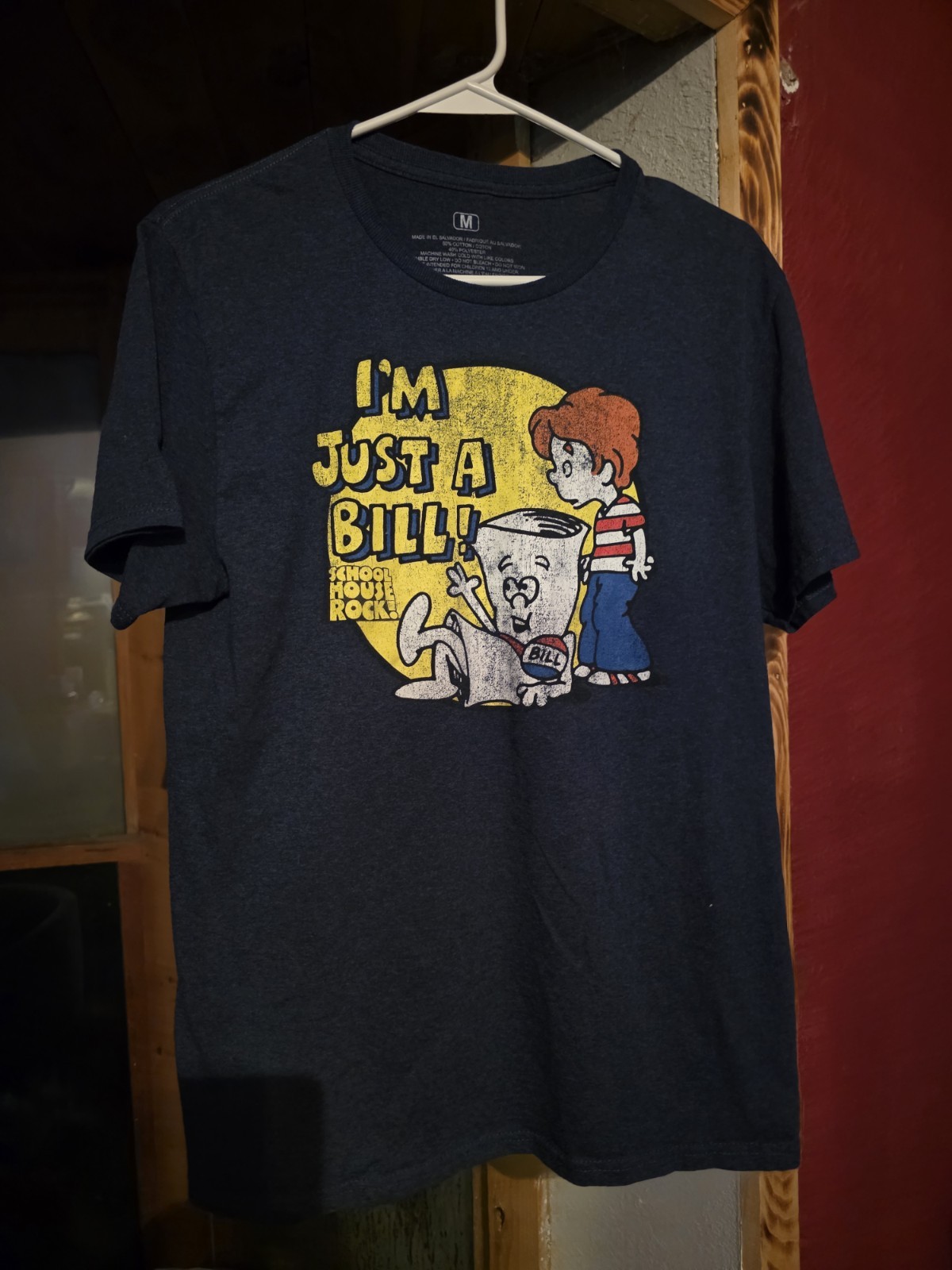 I’m Just A Bill Schoolhouse Rock 70’s Classic Cartoon Short Sleeve Tee Sz M Blue