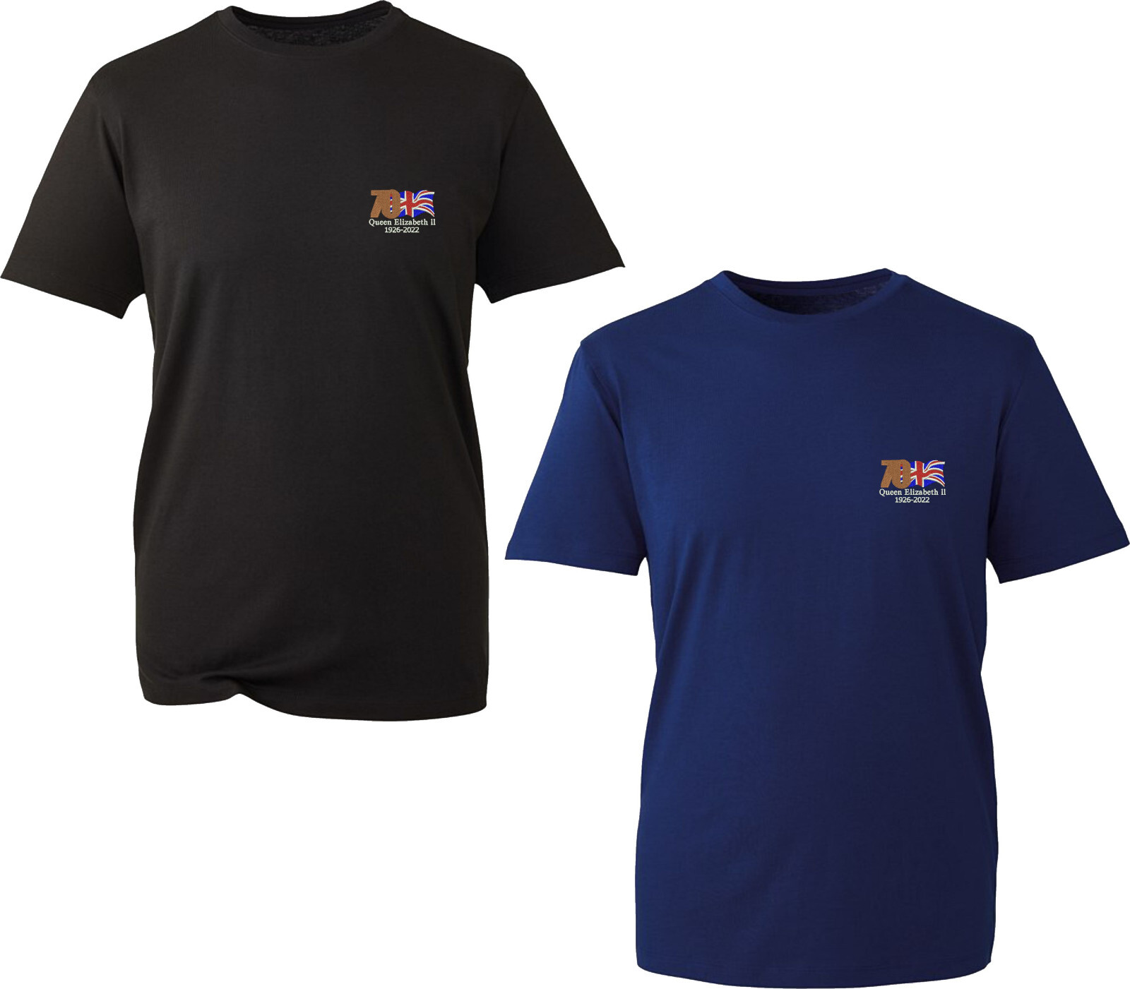 Embroidered Queen Elizabeth II LC T-Shirt London Bridge Down Union Jack Memorial