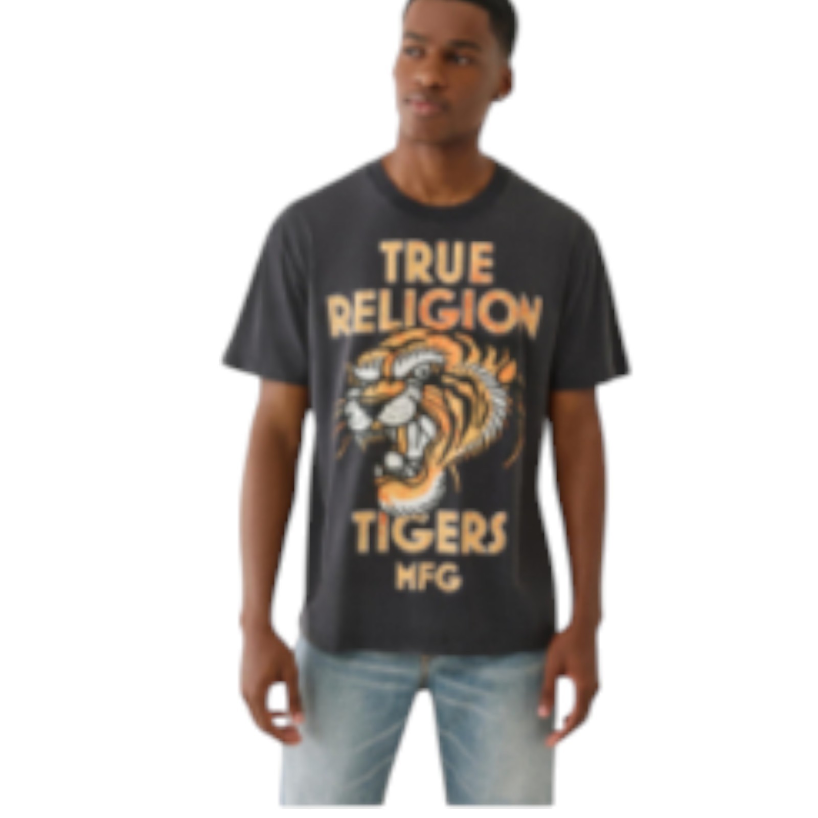 True Religion Men’s MFG Tiger Vintage Tee – Graphic Crewneck T-Shirt