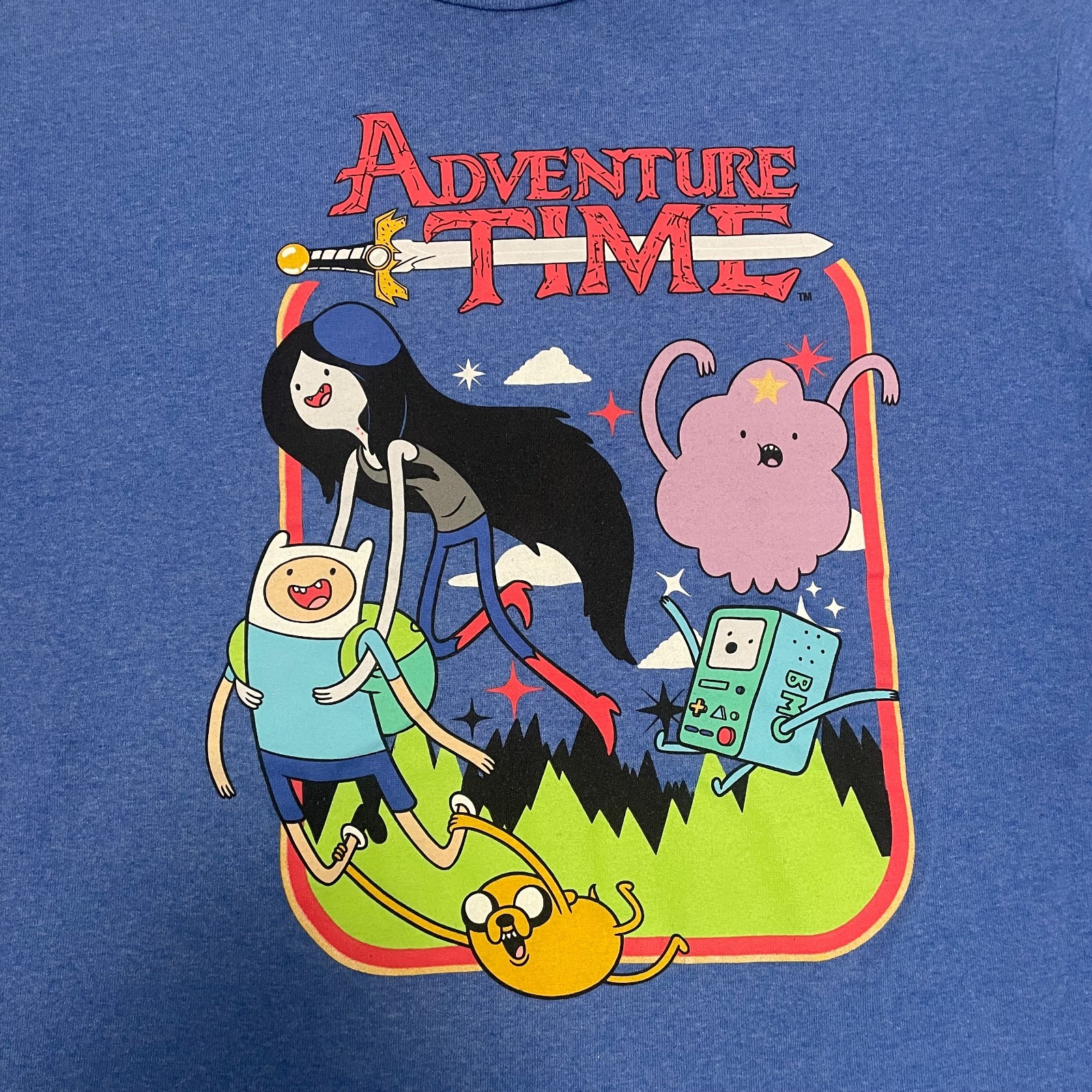 Adventure Time Men’s Large Blue Short Sleeve T-Shirt by the Cartoon Network