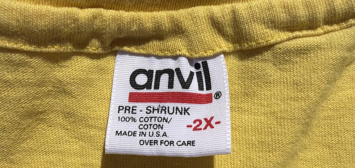 Delta Air Lines Anvil Yellow Employee Shirt Size XXL USA Vintage